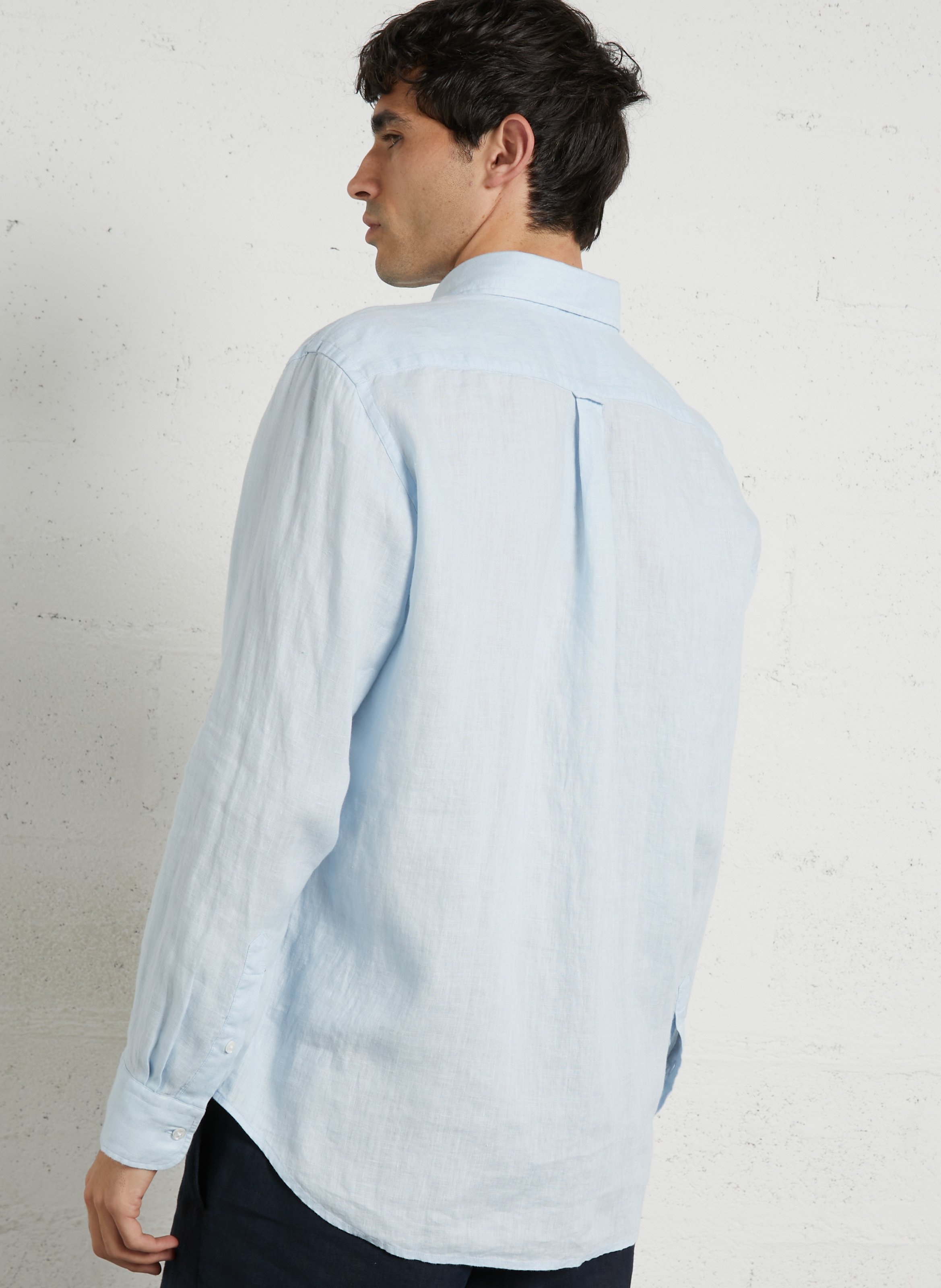 Chemise droite en lin EDEN PARK Bleu