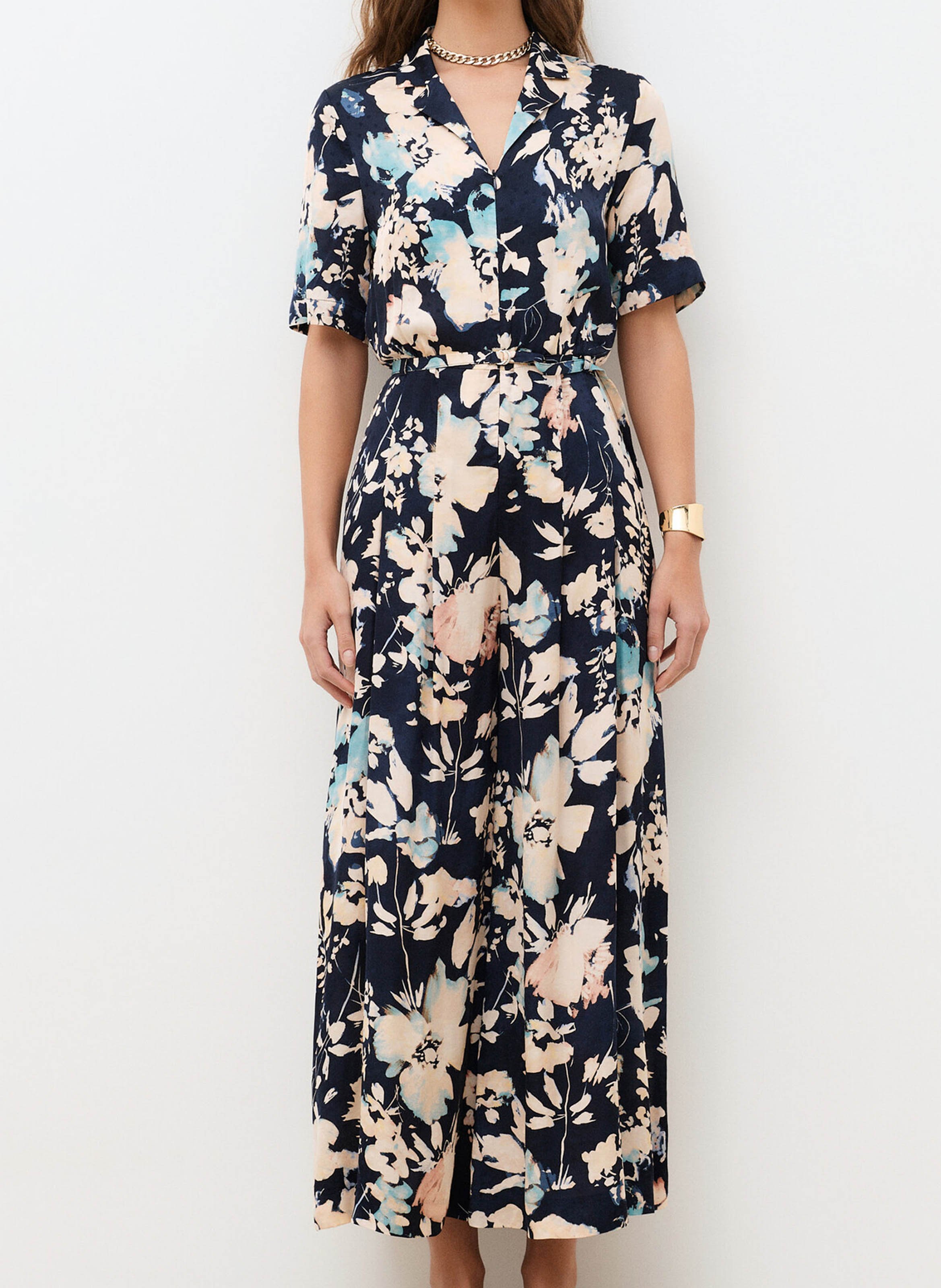 Printed wide-leg jumpsuit CAROLL Blue