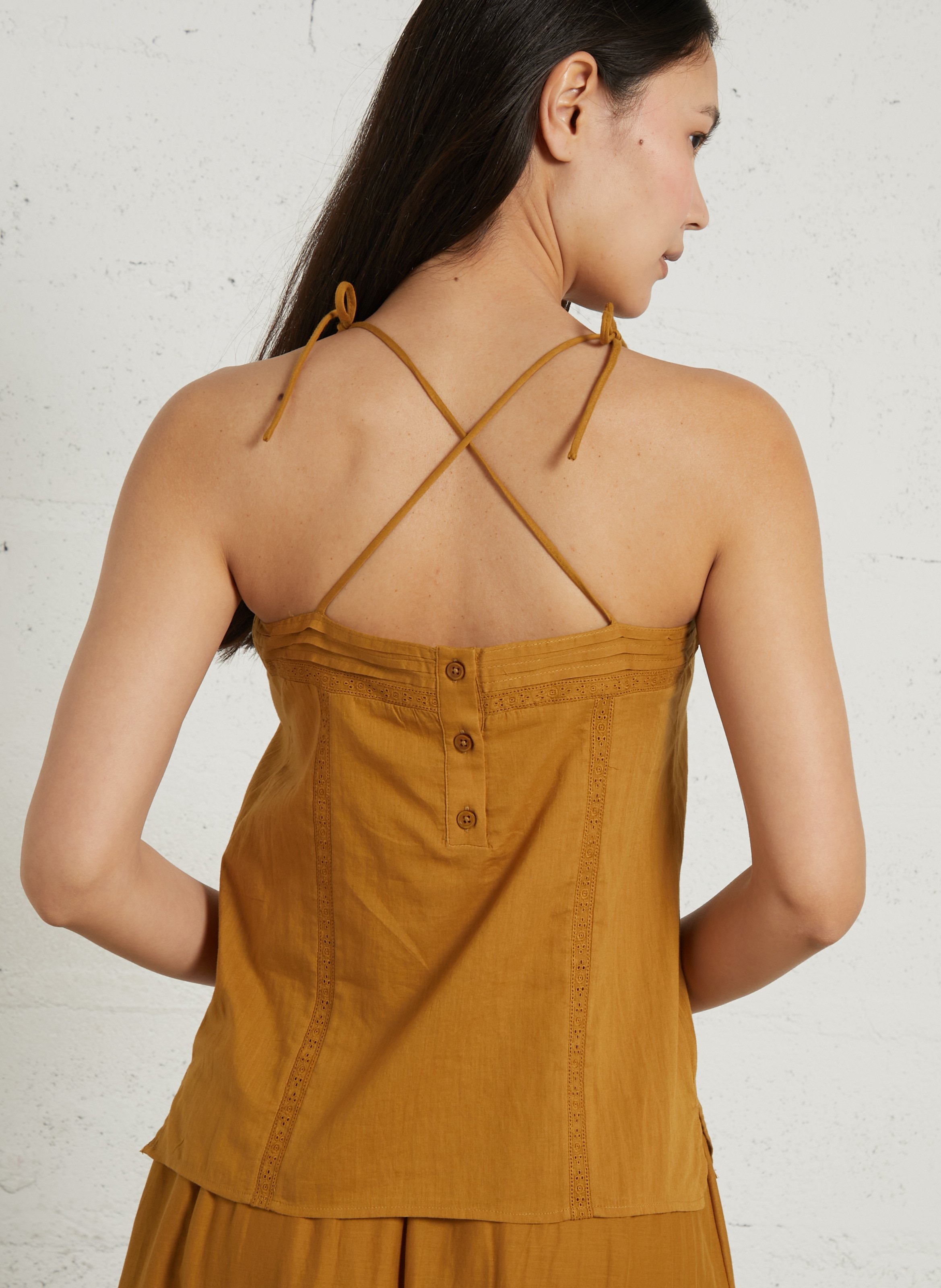 Top droit en coton DES PETITS HAUTS Doré