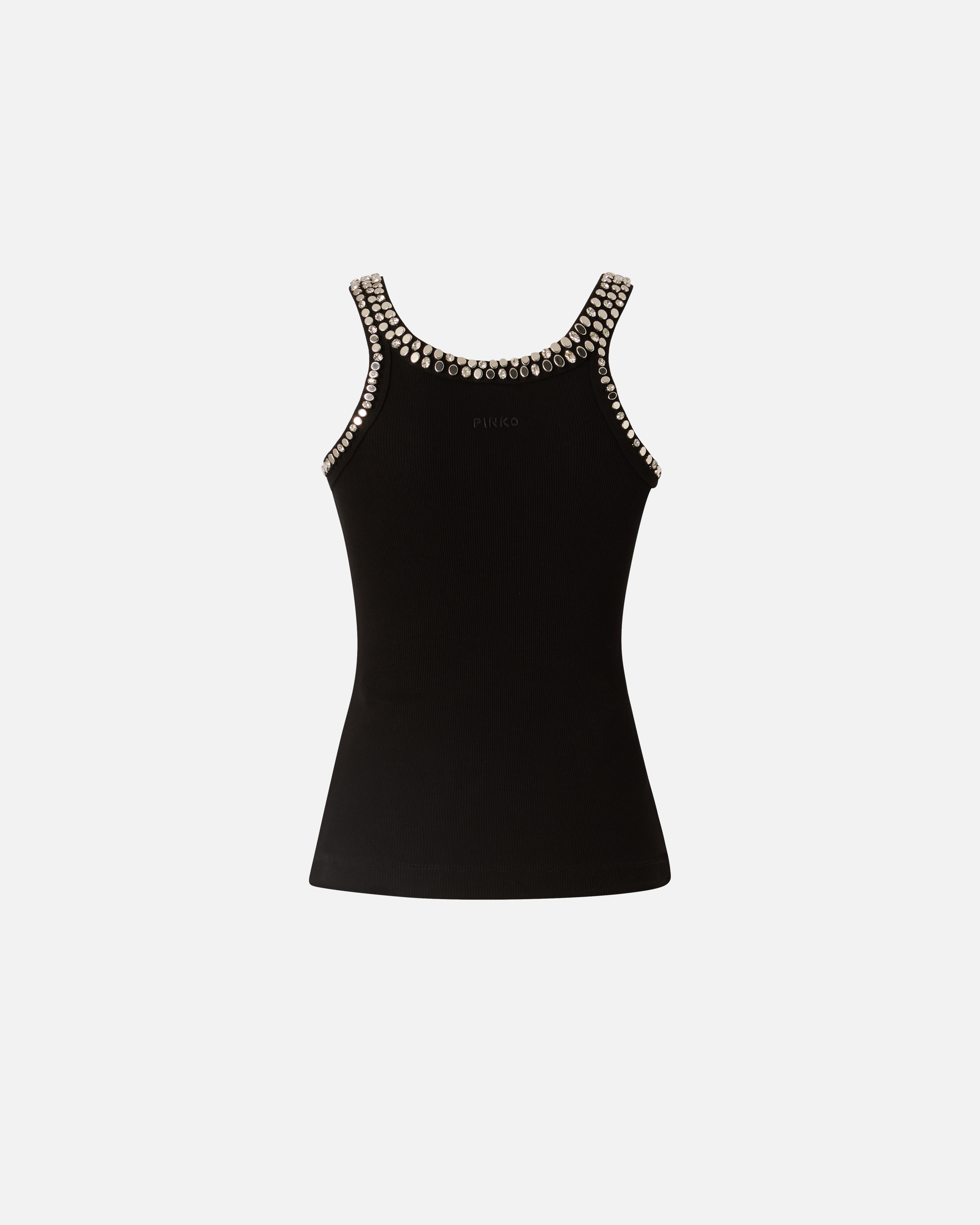 Ribbed top with jewel embroideries PINKO Black