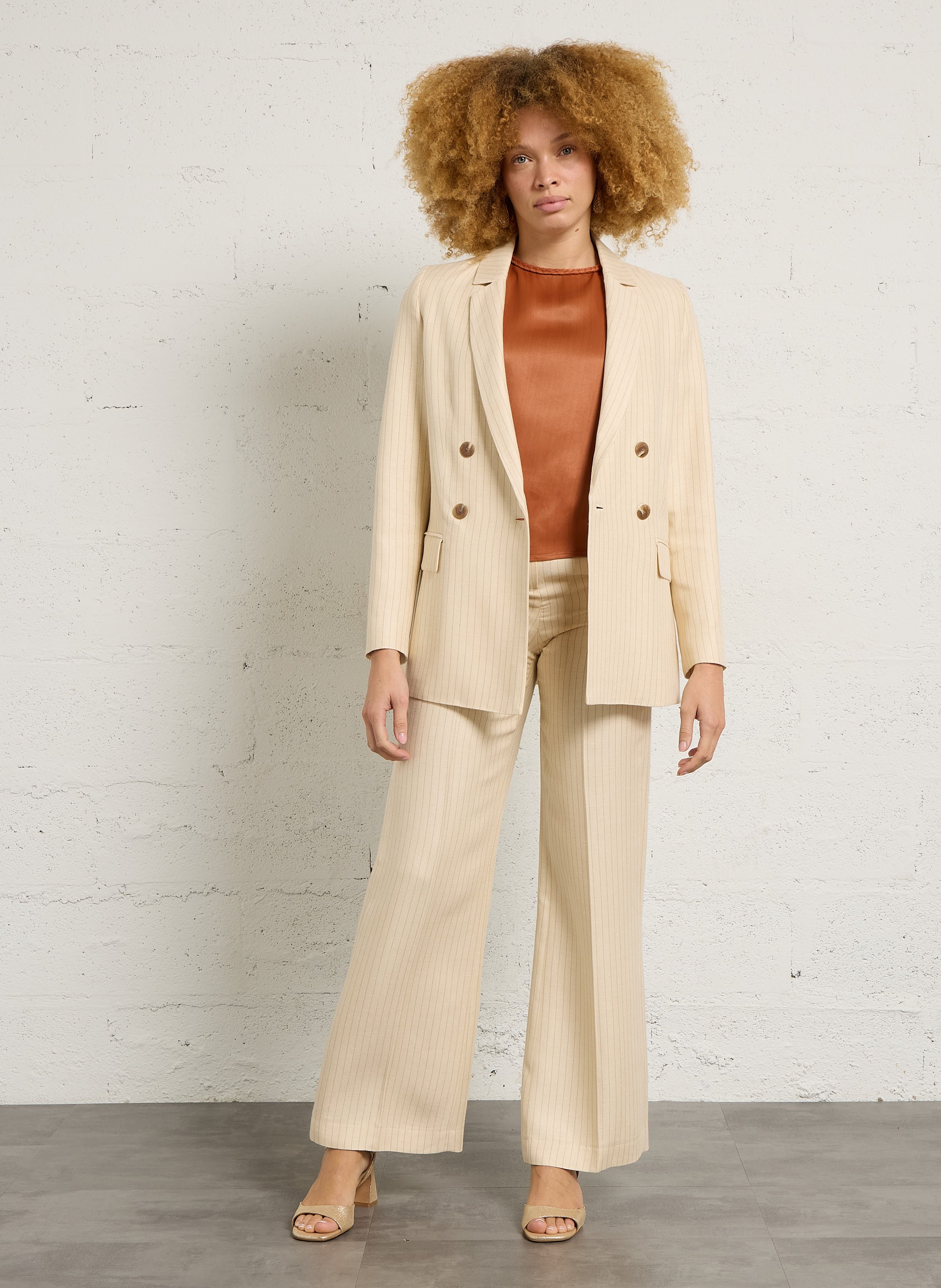 Hose - Gerader Schnitt mit Streifen  MAISON 123 Weiss