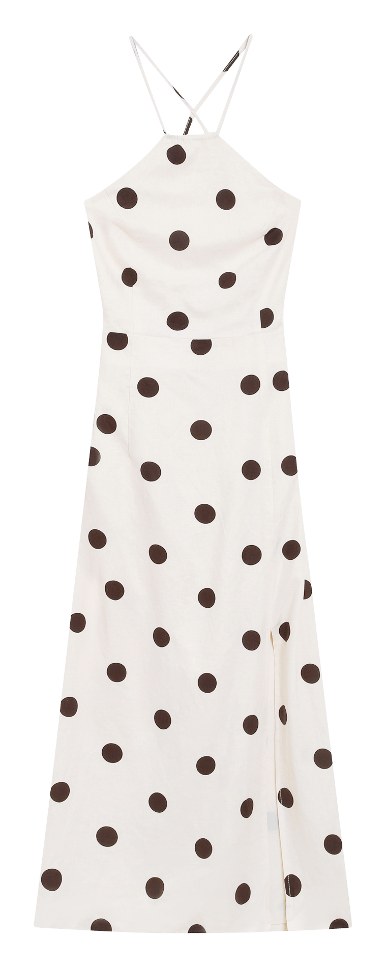 Long dress with American collar in blended linen GRACE ET MILA White