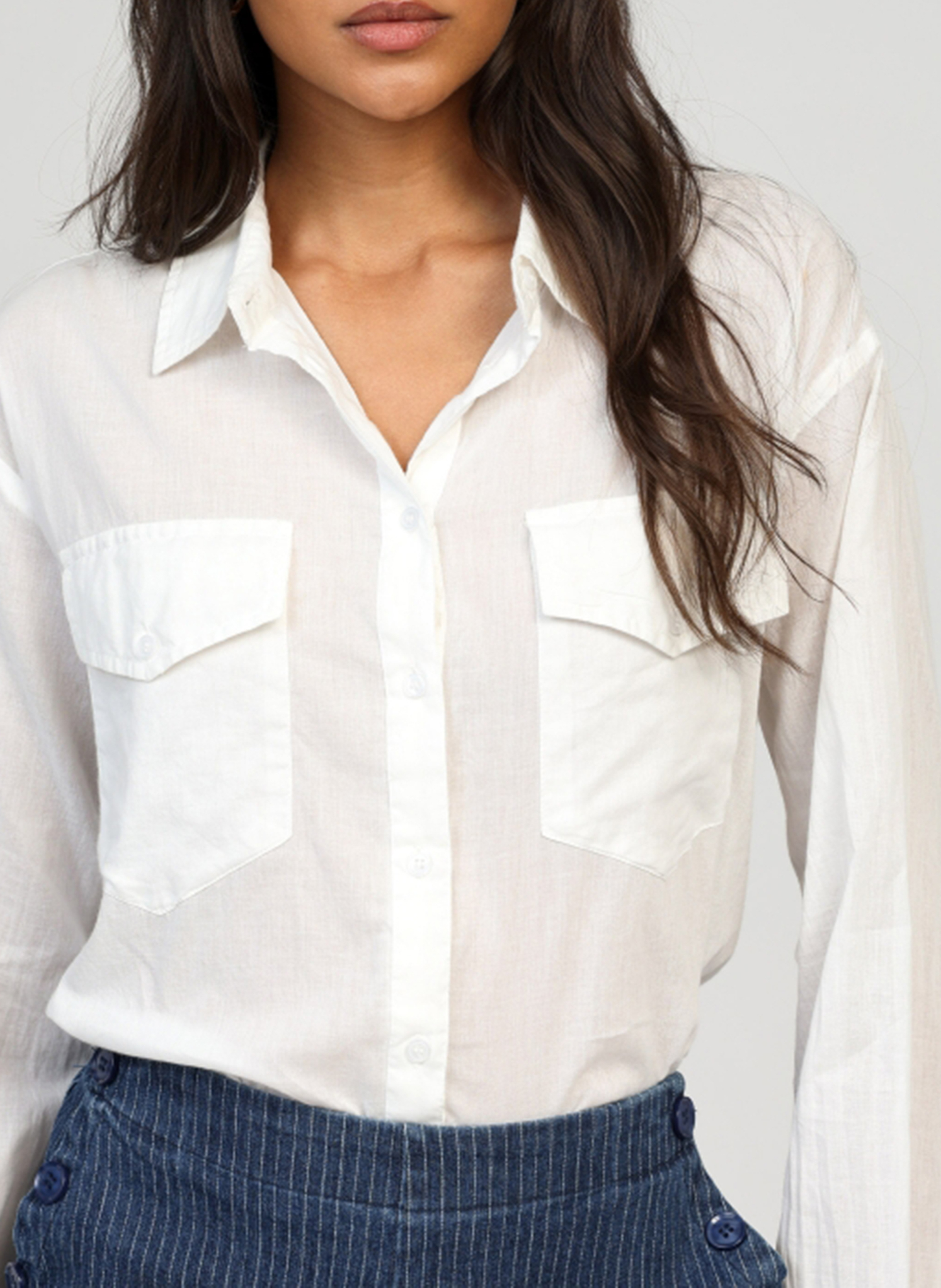 Rechte katoenen blouse met knoopsluiting AN'GE Wit