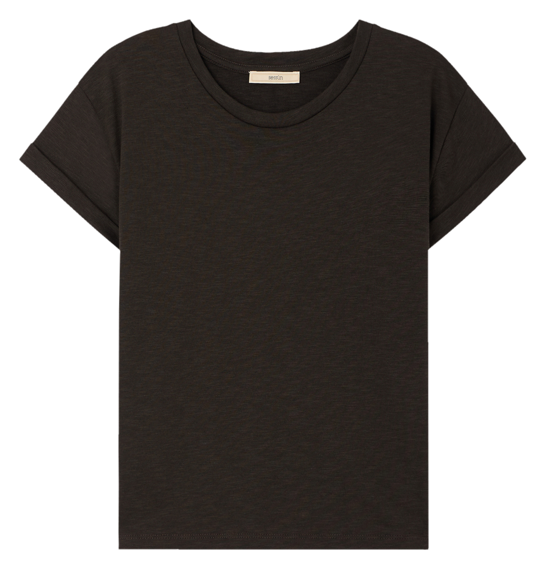 Tee-shirt col rond en coton mélangé | Kaki SESSUN Femme