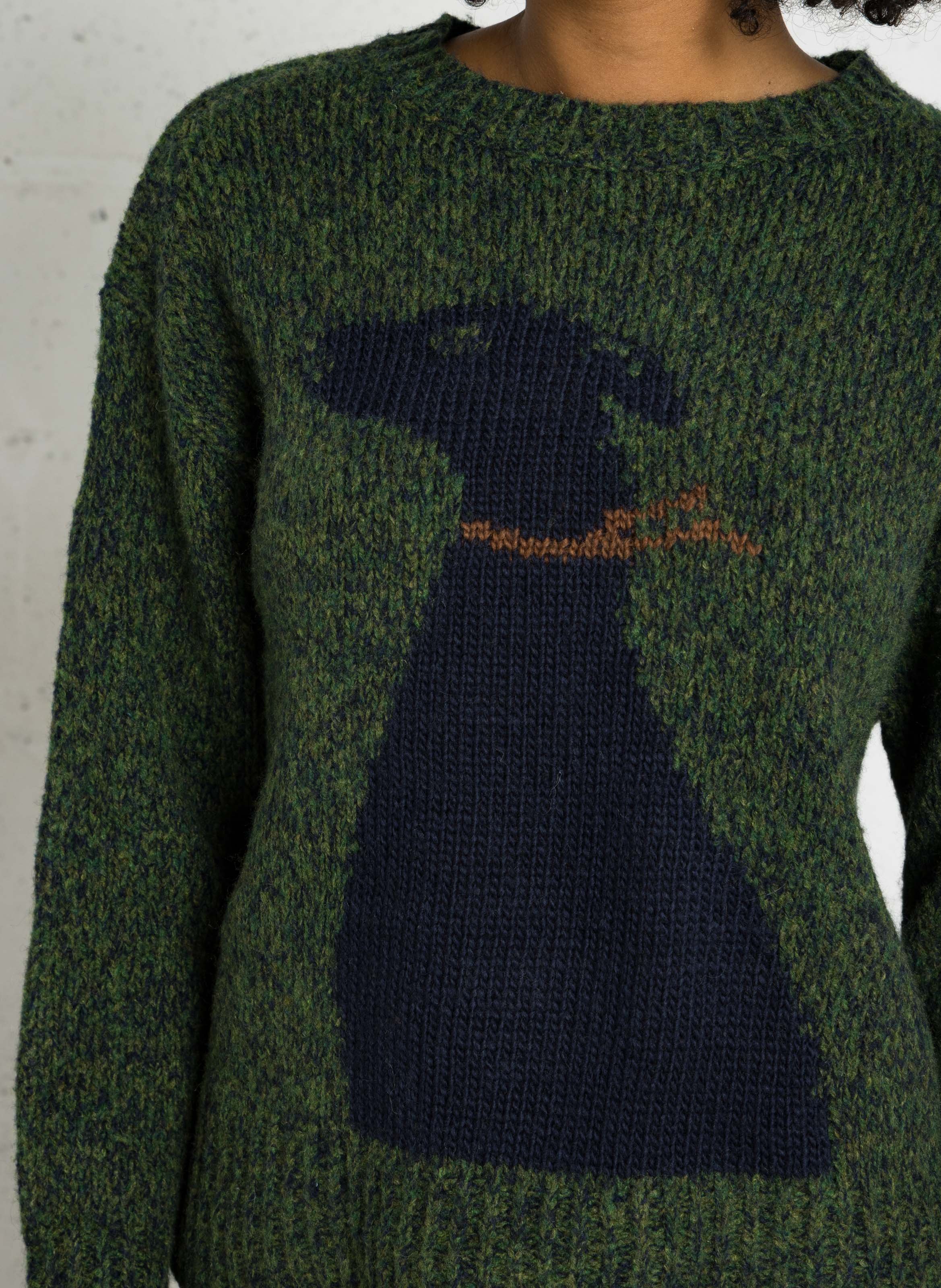 Gerader Rundhalsausschnitt-Pullover aus bedruckter Wollmischung NICE THINGS Khaki