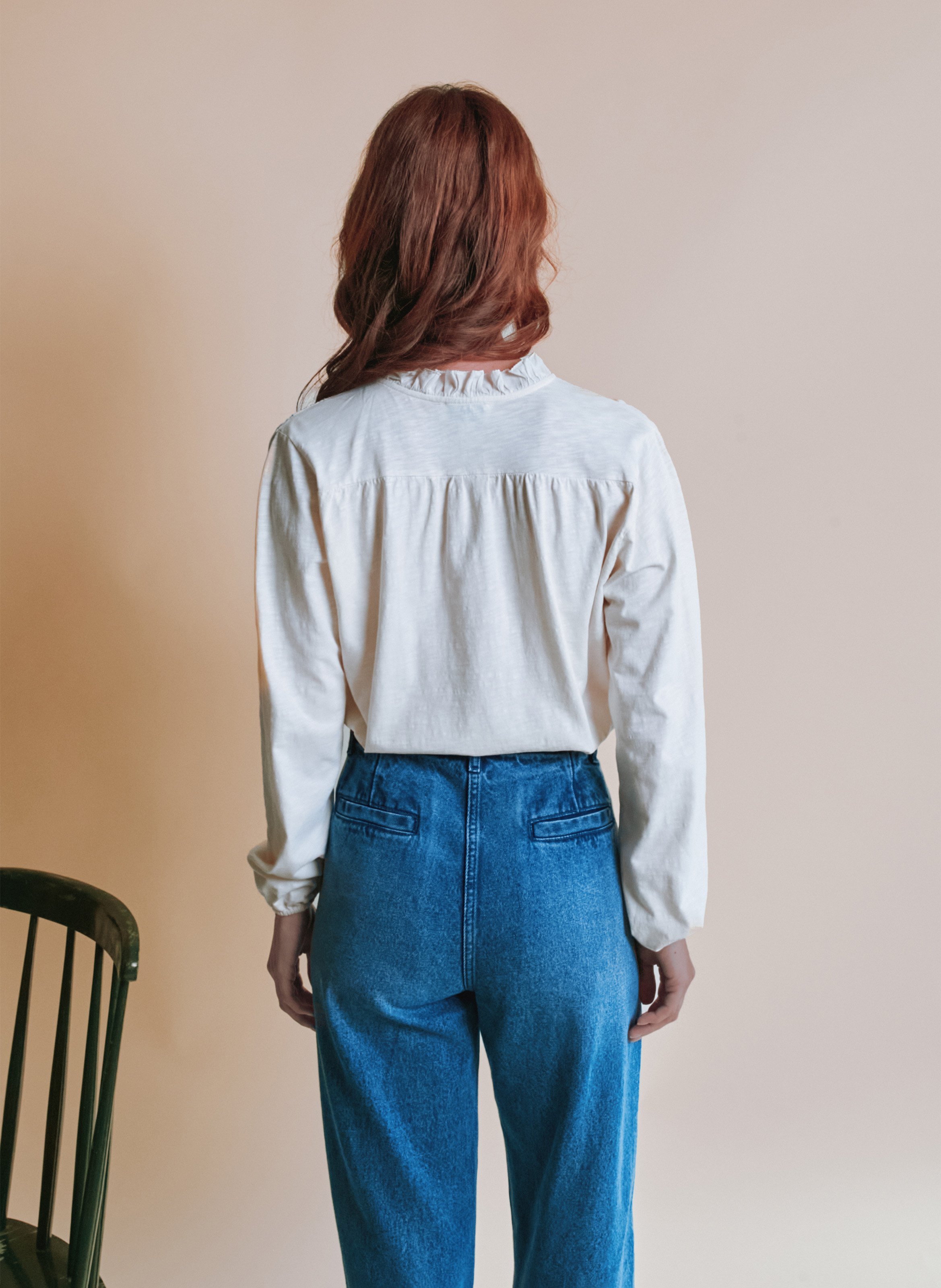 Blouse droite col rond en coton bio EMILE ET IDA Beige