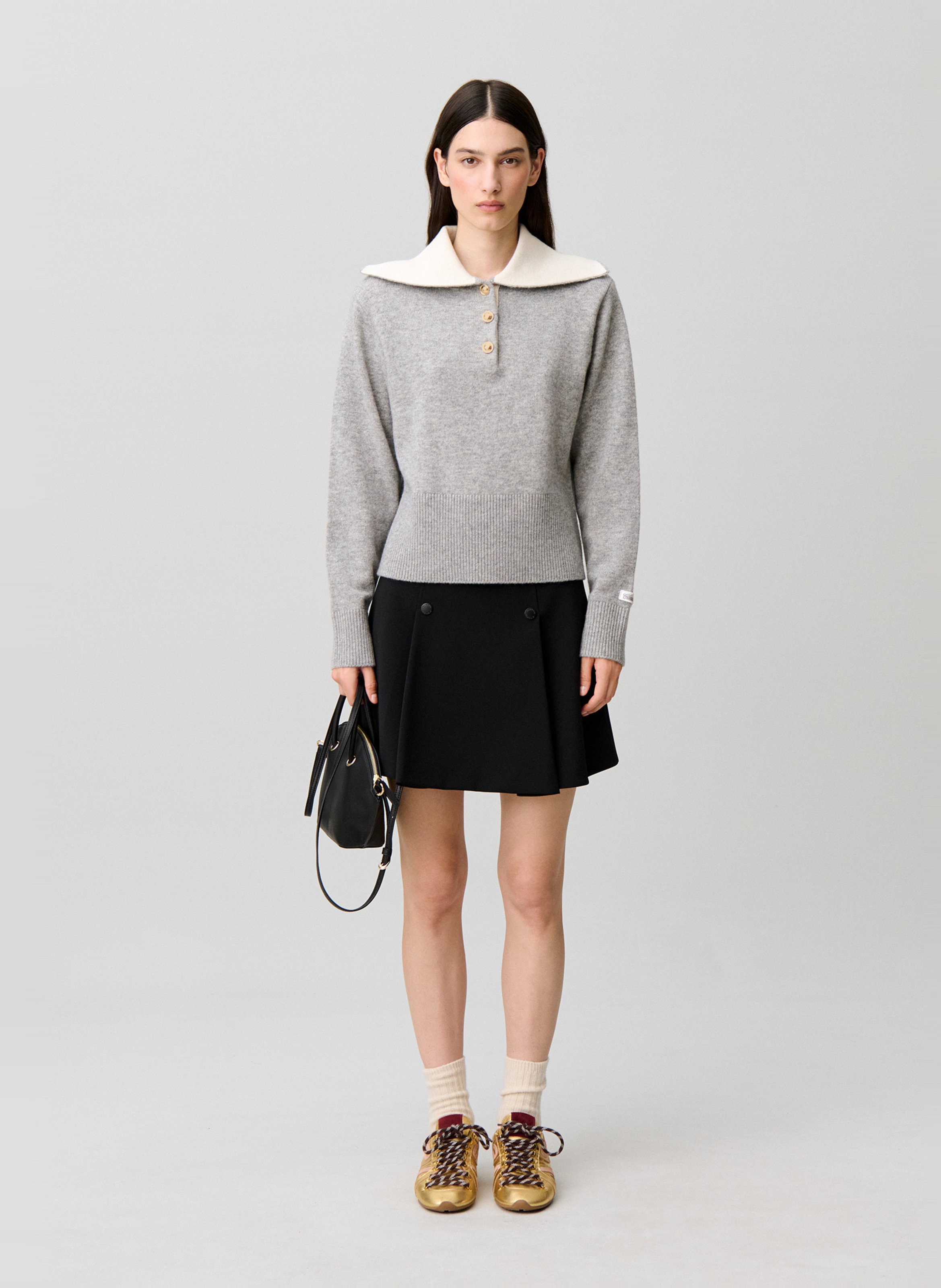 Pull col camionneur en laine CLAUDIE PIERLOT Gris