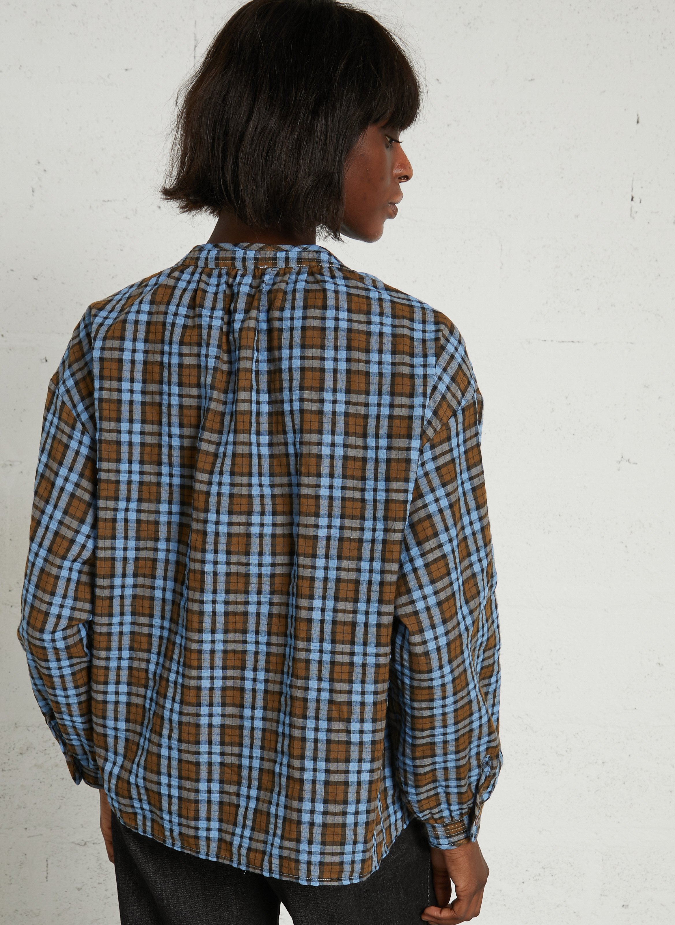 Baumwollbluse mit Rundhalsausschnitt THE KORNER Blau