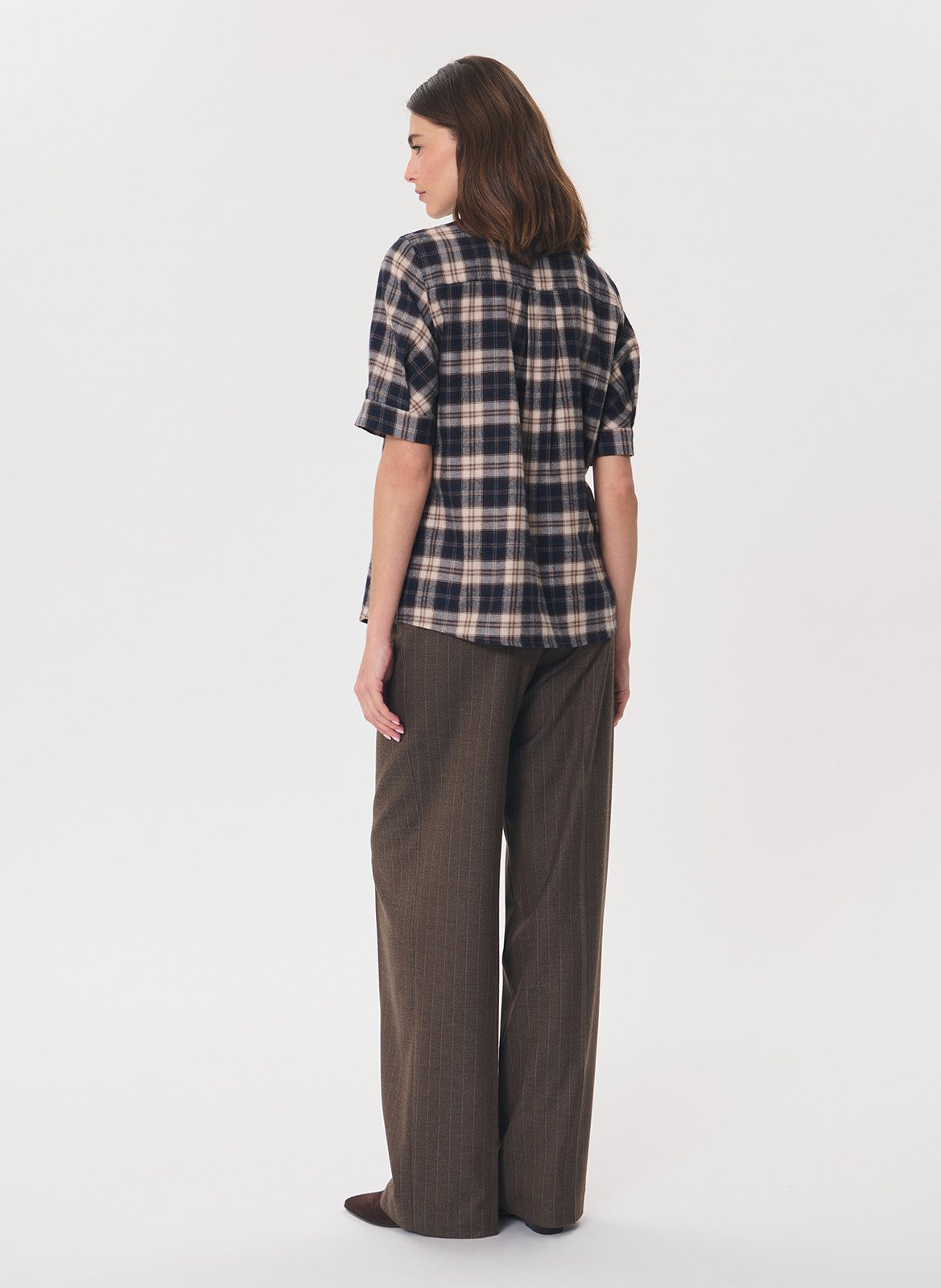 Straight-fit checked shirt in a cotton blend TARA JARMON Brown