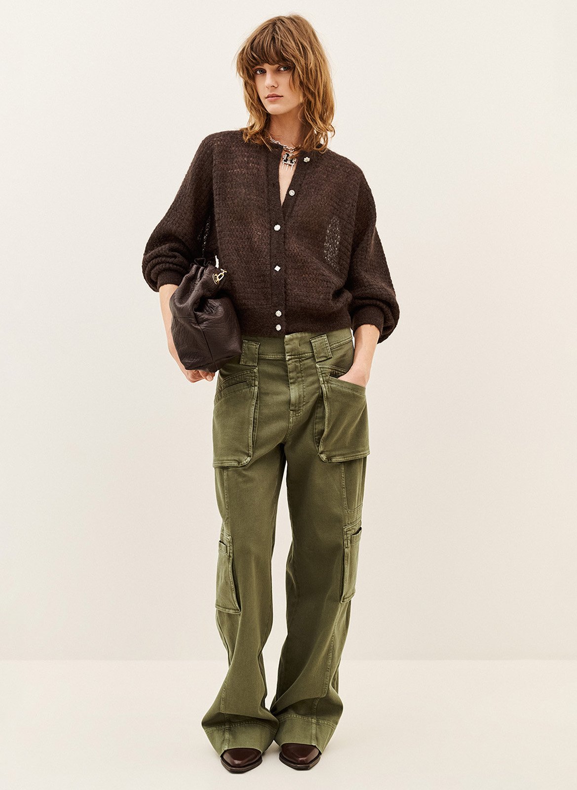 Gilet ample en laine mélangée | Marron BA&SH Femme