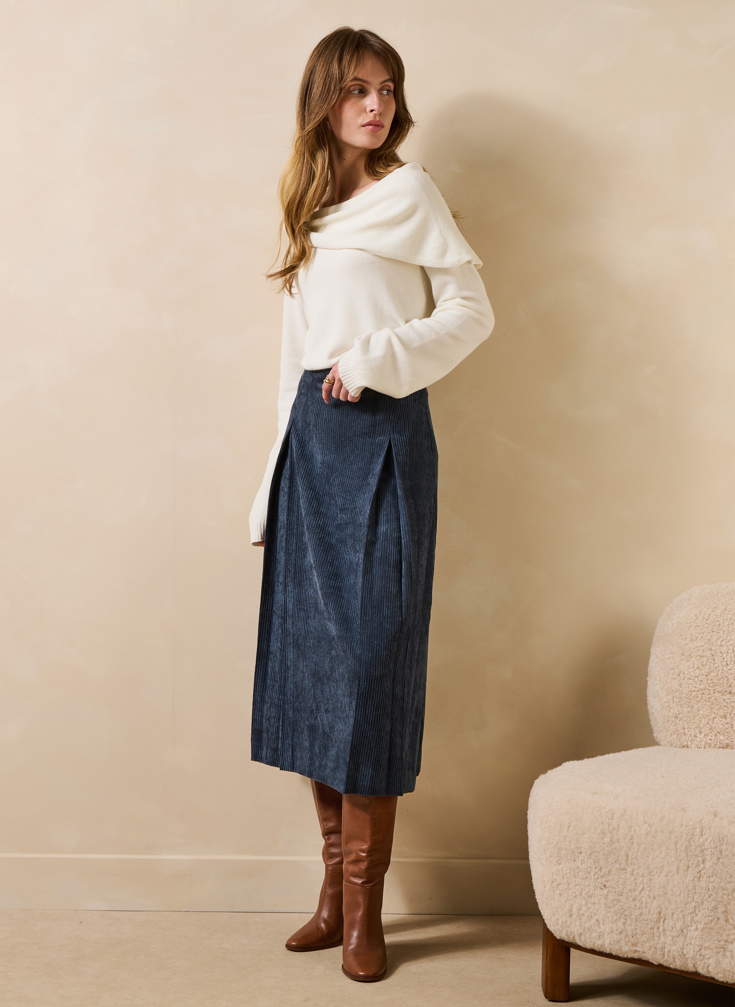 Flared corduroy skirt LA FEE MARABOUTEE Blue