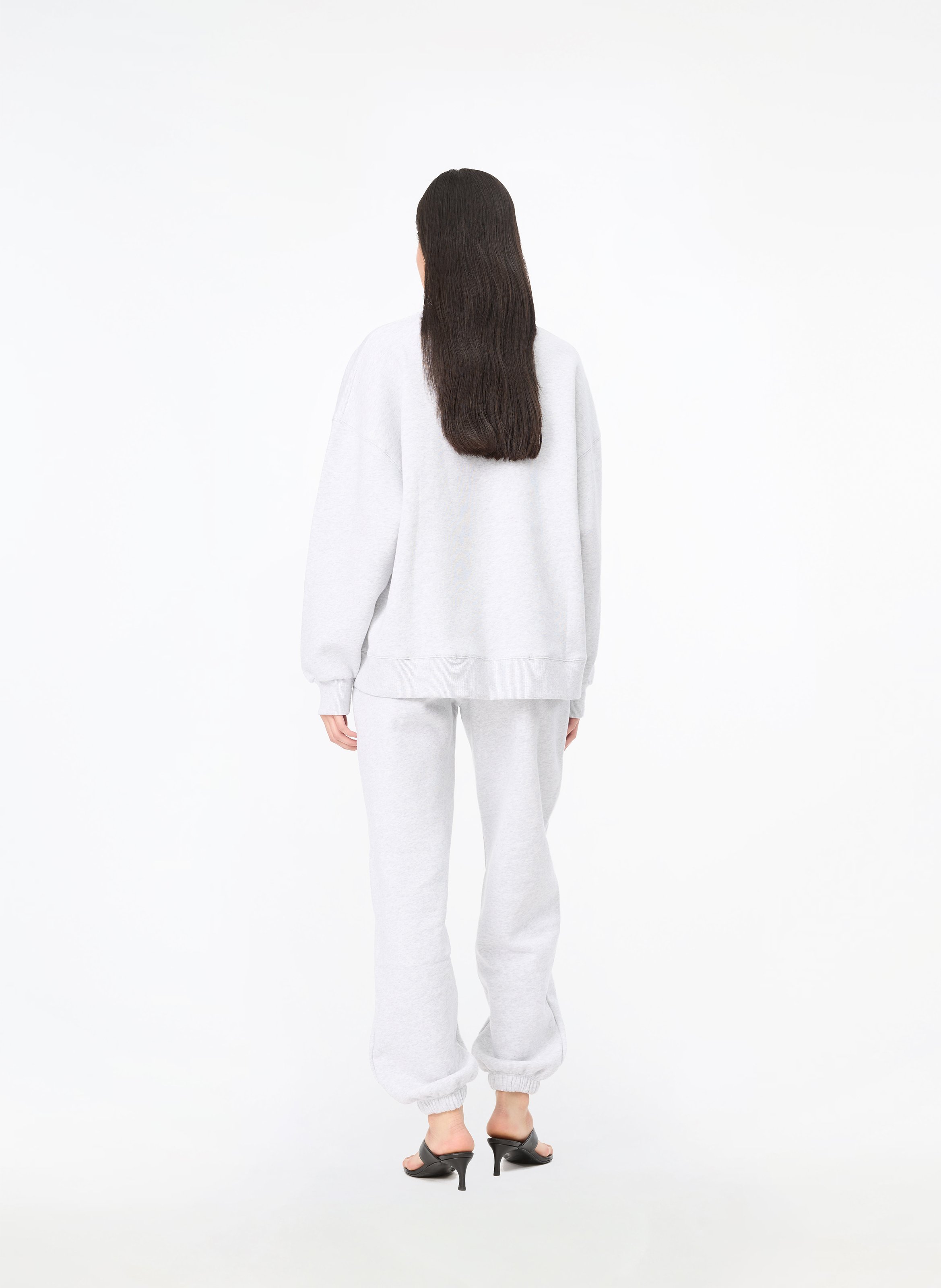 Oversized round neck embroidered sweatshirt ROTATE Grey