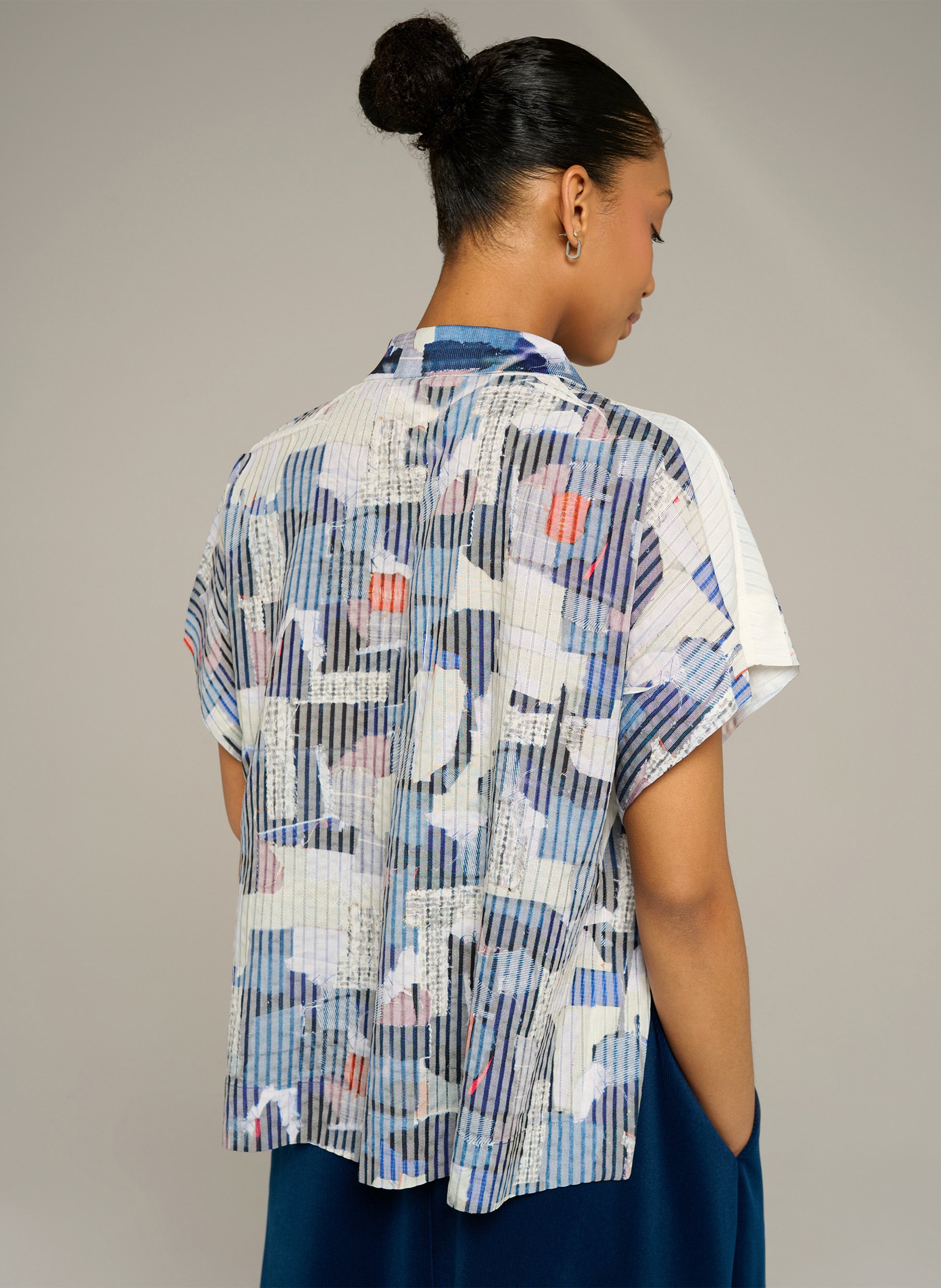 Oversized printed shirt with classic collar COTELAC ACOTE Blue
