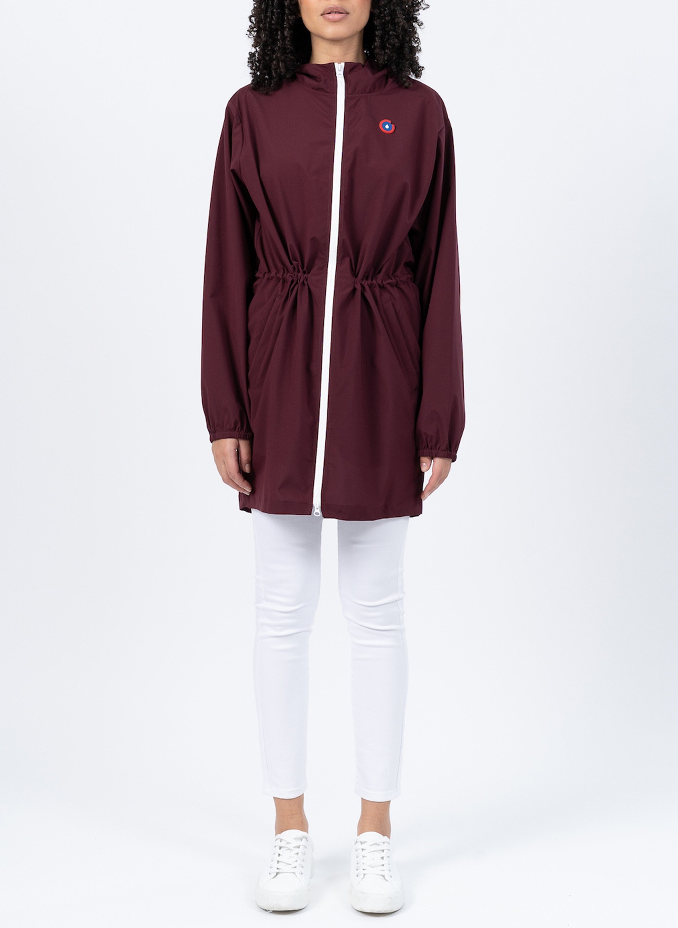 Imperméable long à capuche convertible  FLOTTE Rouge