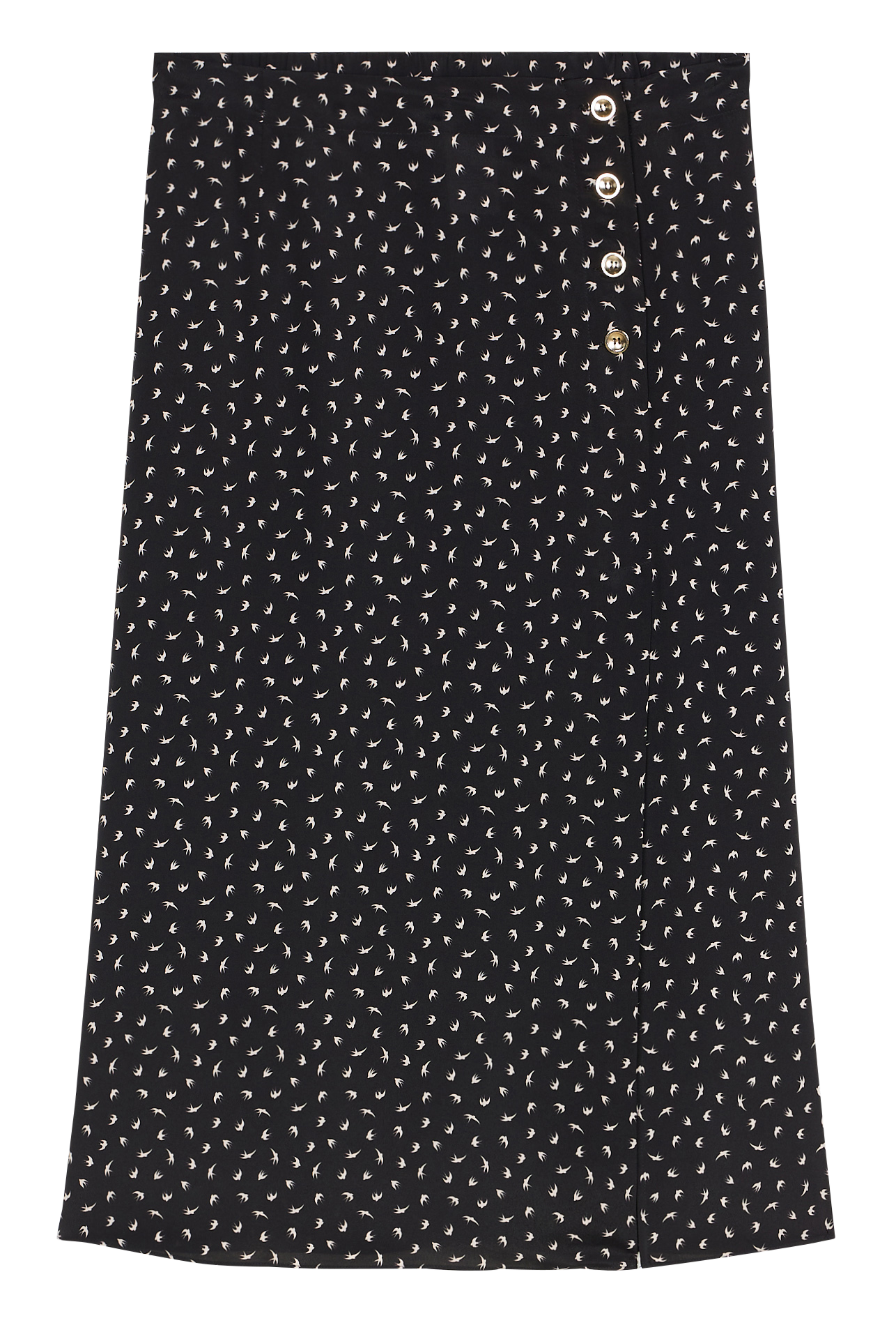 Flowing printed skirt with slit PERSONA by Marina Rinaldi Black