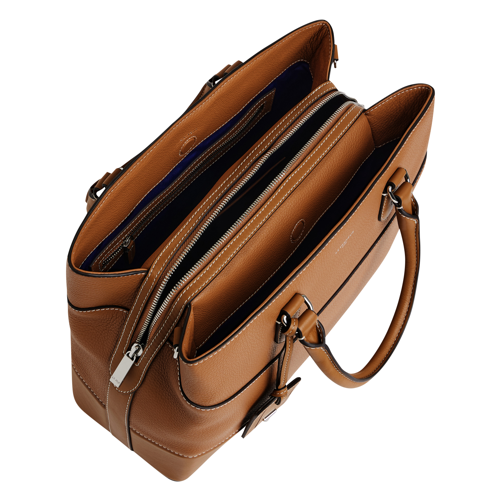 Sac à main en cuir grainé  LE TANNEUR Marron