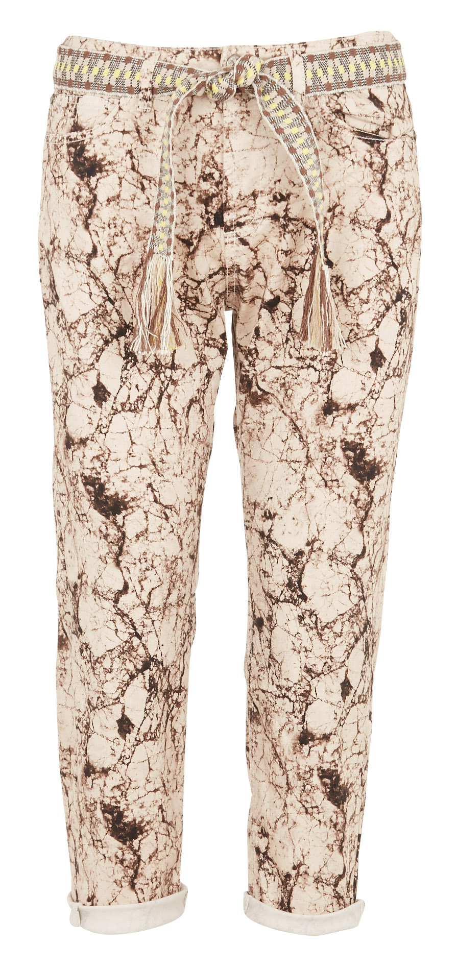 Pantalon 7/8ème en coton mélangé à motif abstrait PLEASE Beige