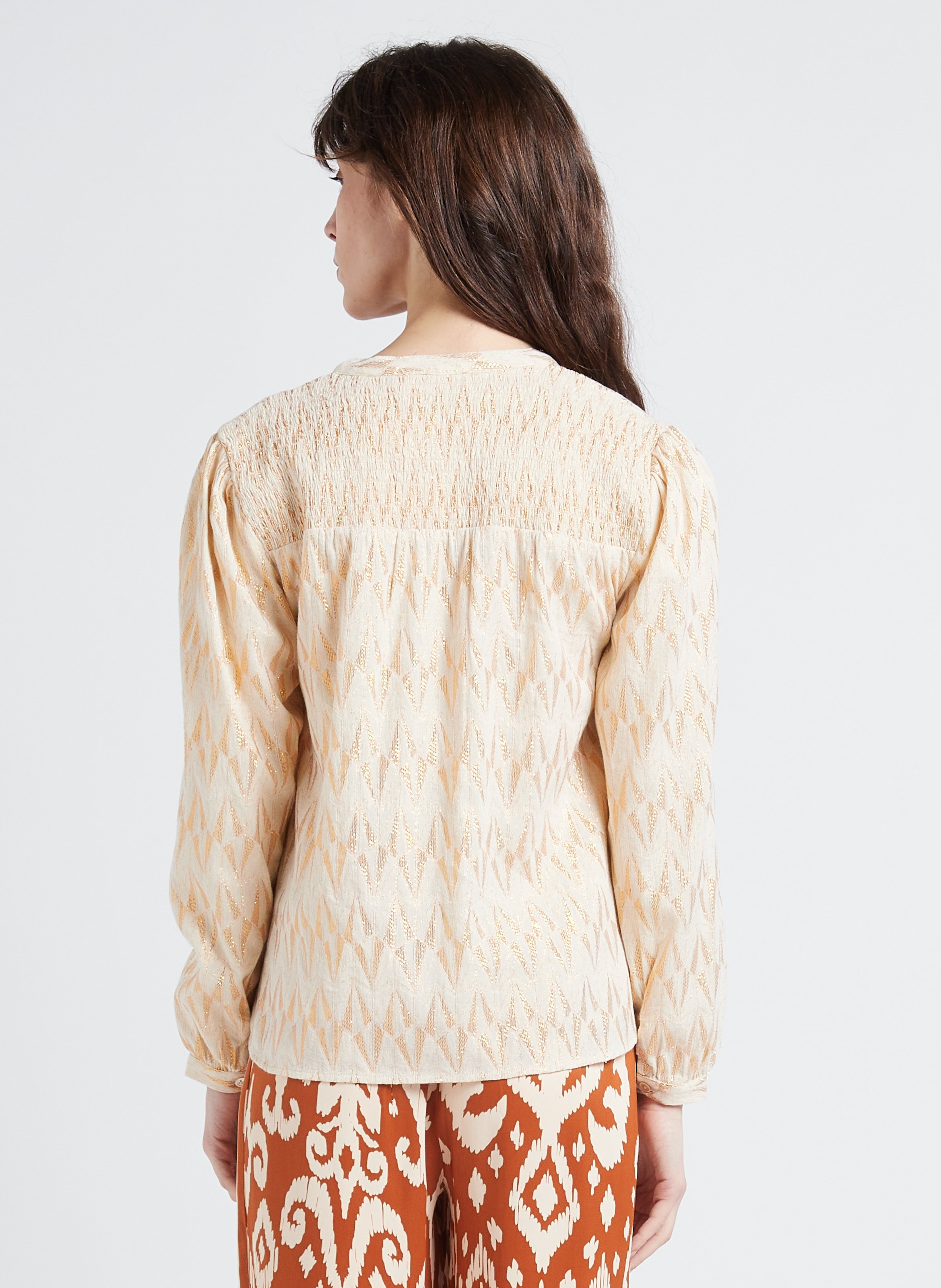 Loose-fit cotton-blend shirt with mandarin collar LA PETITE ETOILE Golden