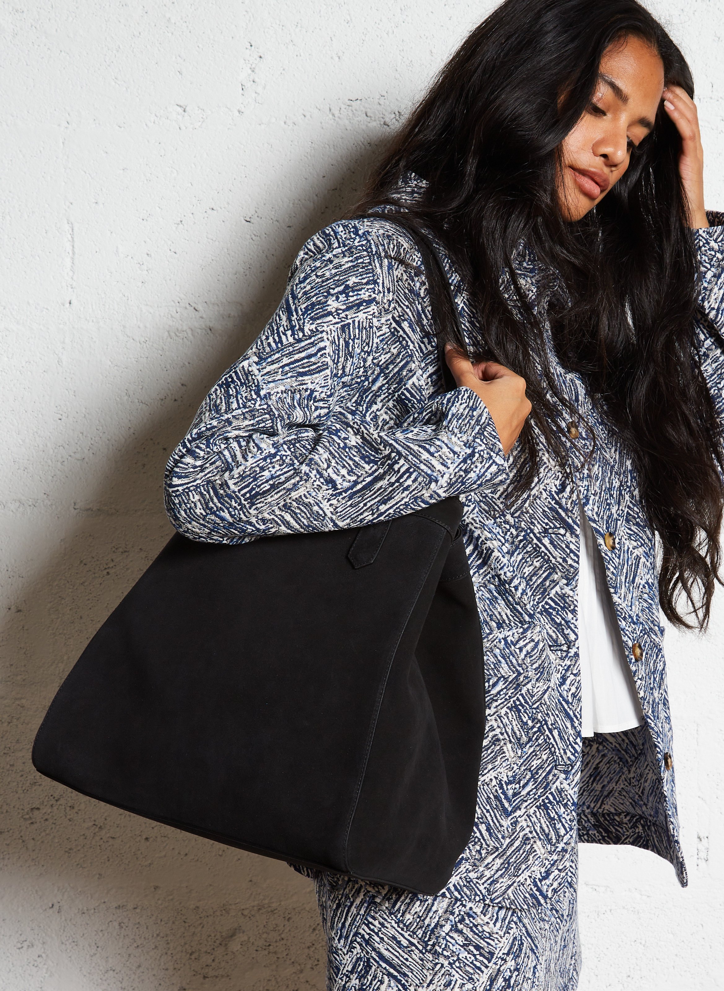 Sac cabas en cuir velours SAISON 1865 Noir