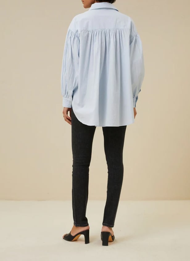 Katoenen blouse met klassieke kraag BY BAR Blauw