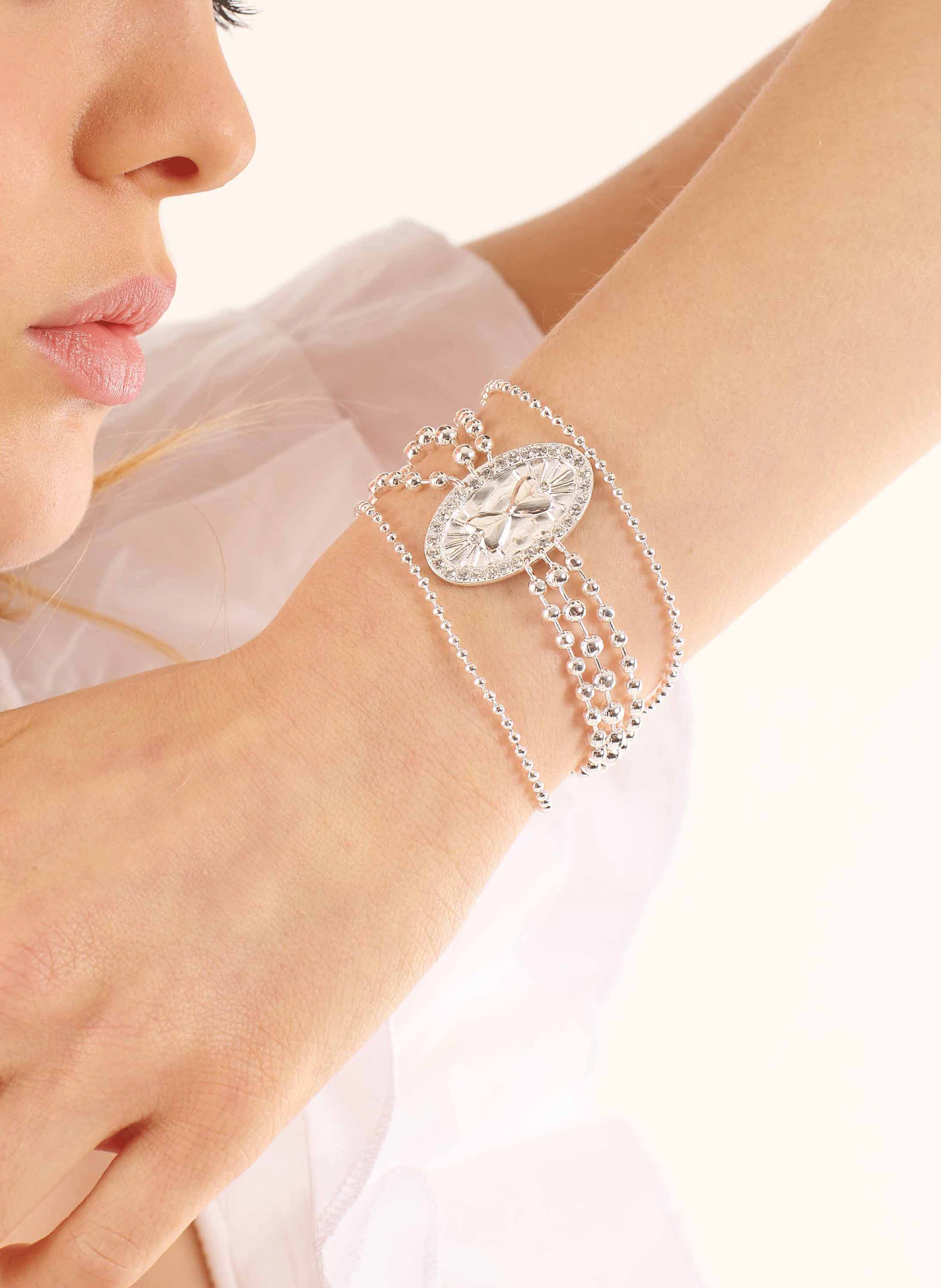 Multilink cuff bracelet with magnetic clasp HIPANEMA Silver
