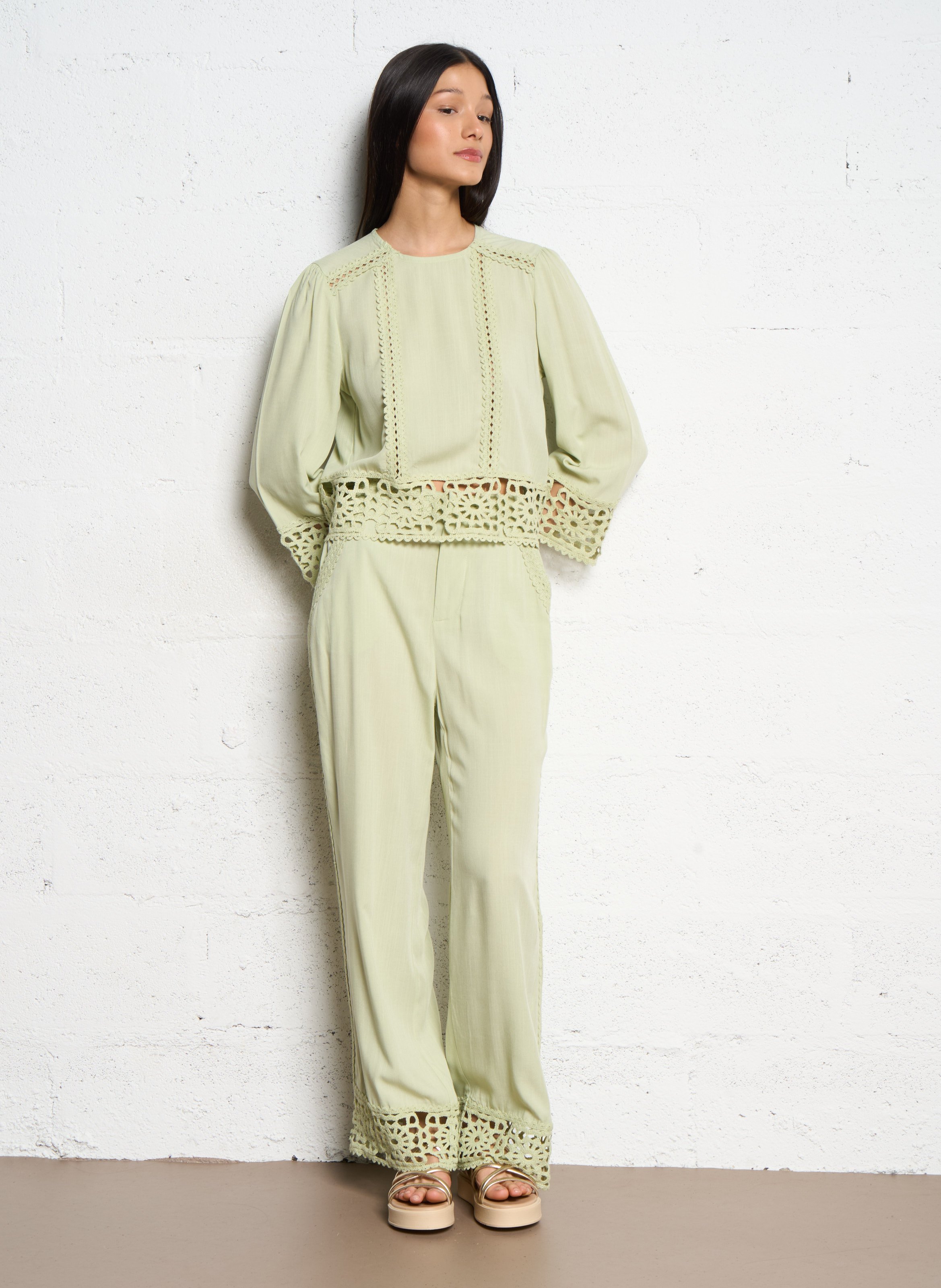 Blouse with round collar LA PETITE ETOILE Green