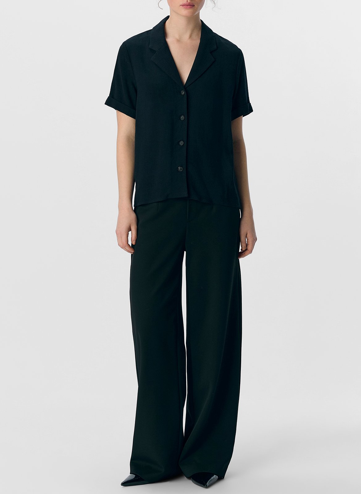 Straight-cut buttoned shirt OBJECT Black