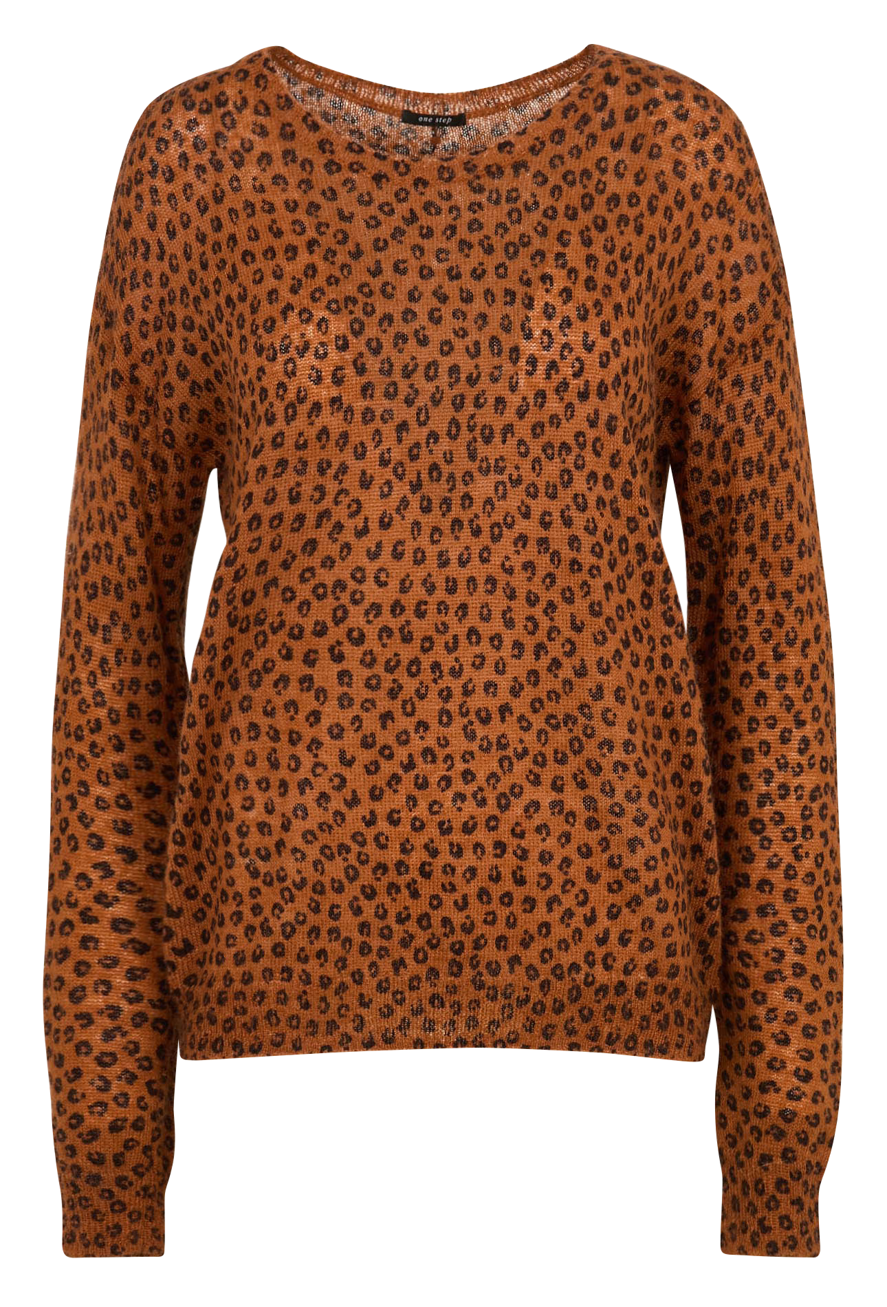 Rechte trui in bedrukte knitwear. ONE STEP Bruin