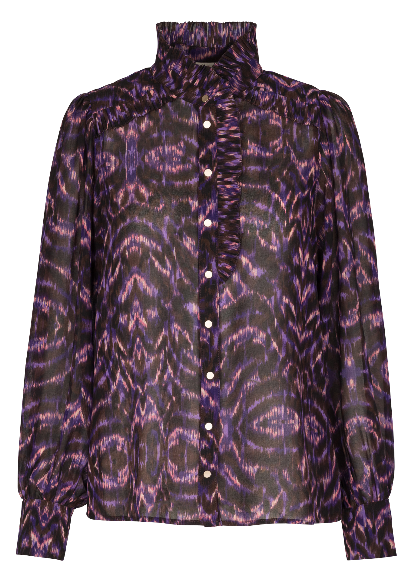 Straight buttoned blouse with patterns SUNCOO Purple