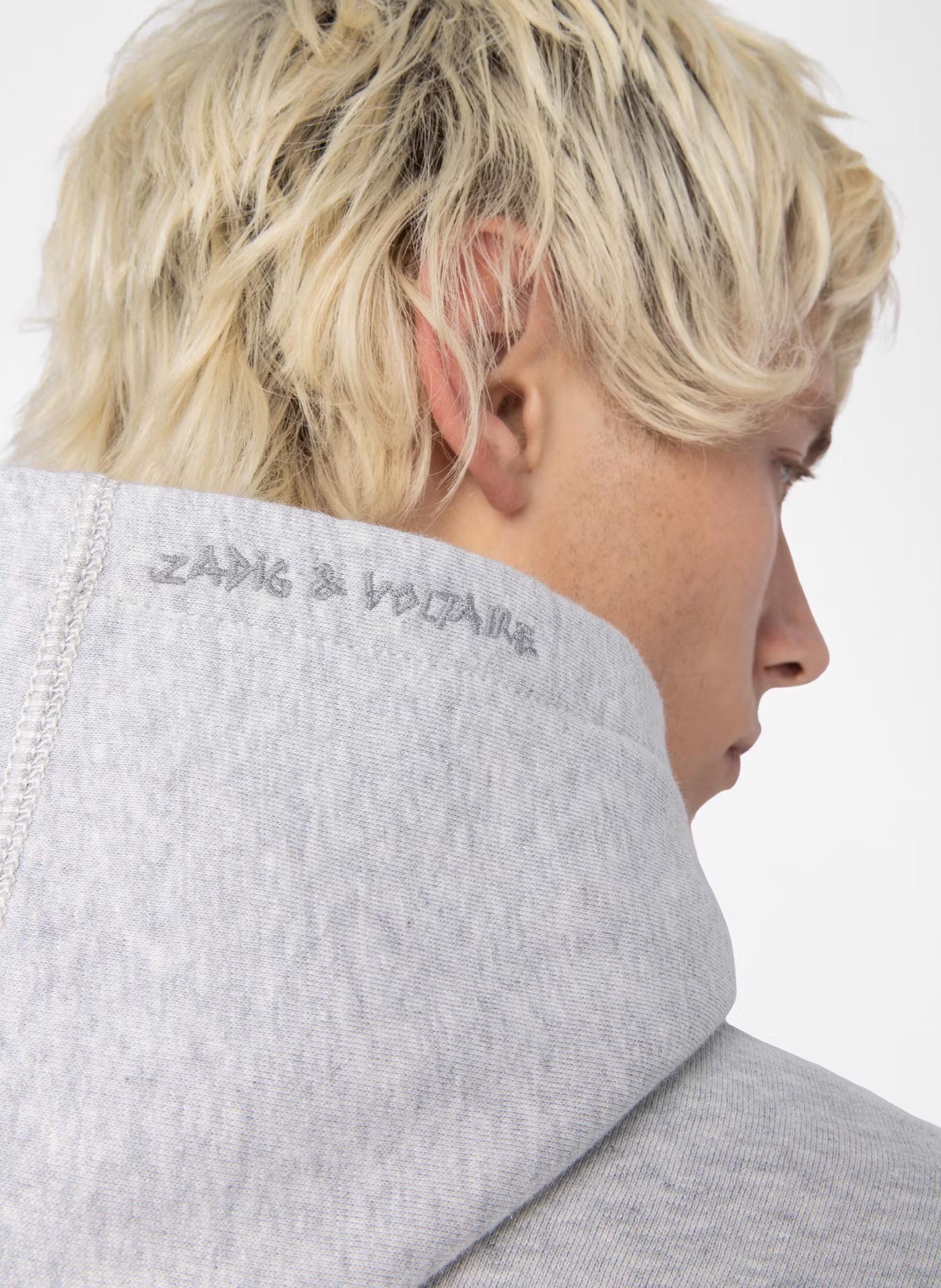 Sweat à capuche en coton imprimé ZADIG&amp;VOLTAIRE Gris