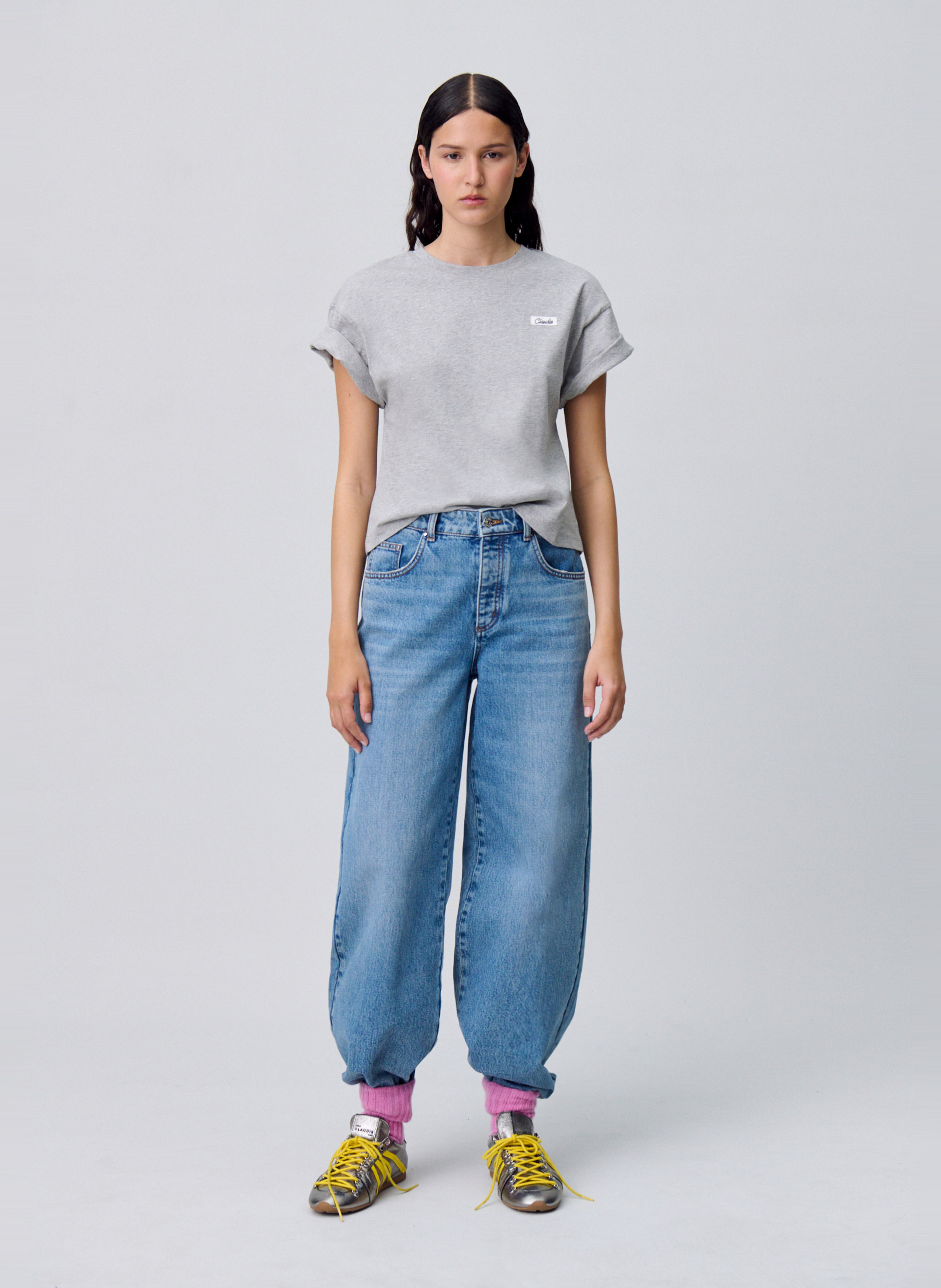 Recht, katoenen T-shirt CLAUDIE PIERLOT Grijs