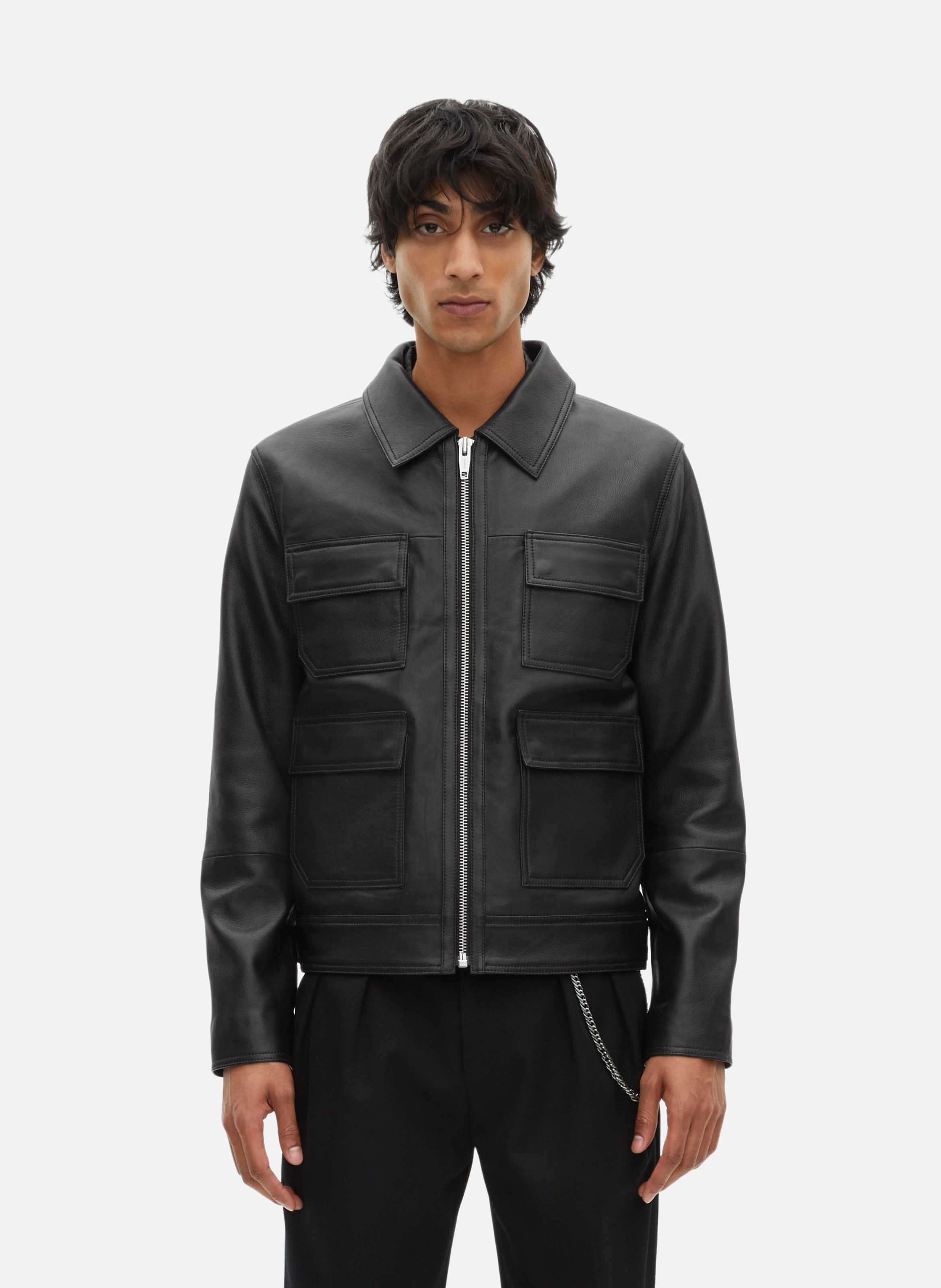 Leather jacket THE KOOPLES Black