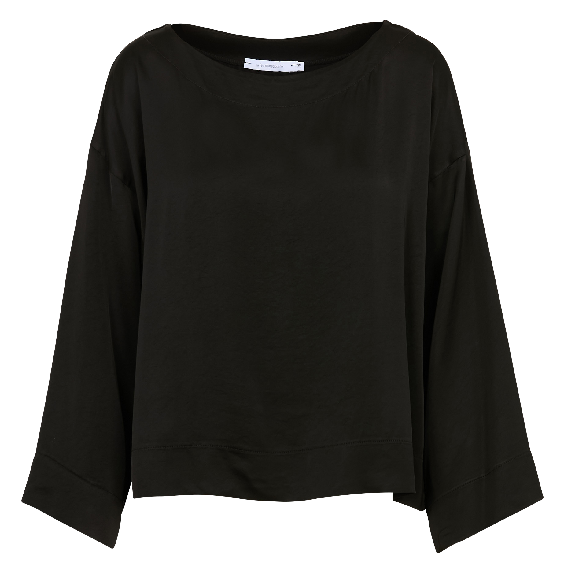 Loose fit boat neck satin top LA FEE MARABOUTEE Black
