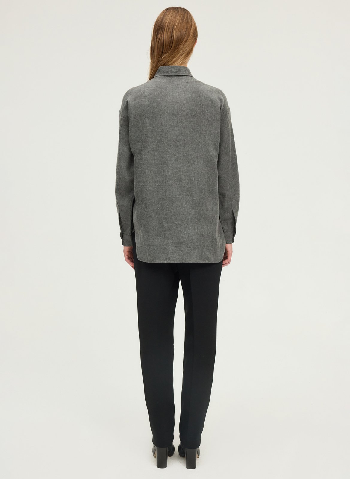 Oversized cotton-blend shirt with classic collar PABLO Grey