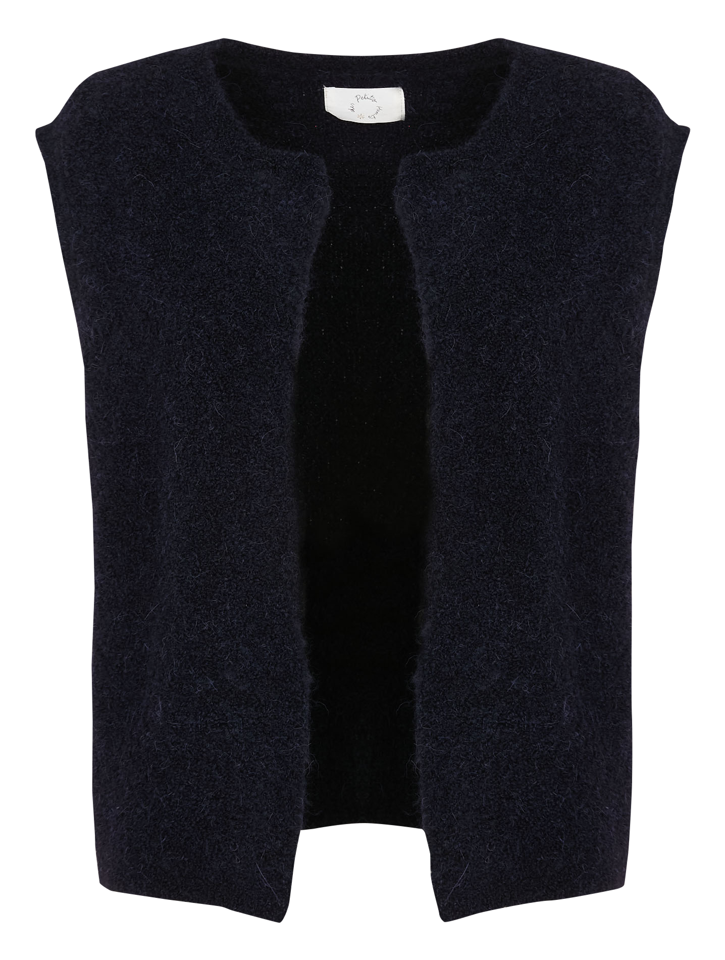 Round-neck mixed-knit cardigan DES PETITS HAUTS Blue