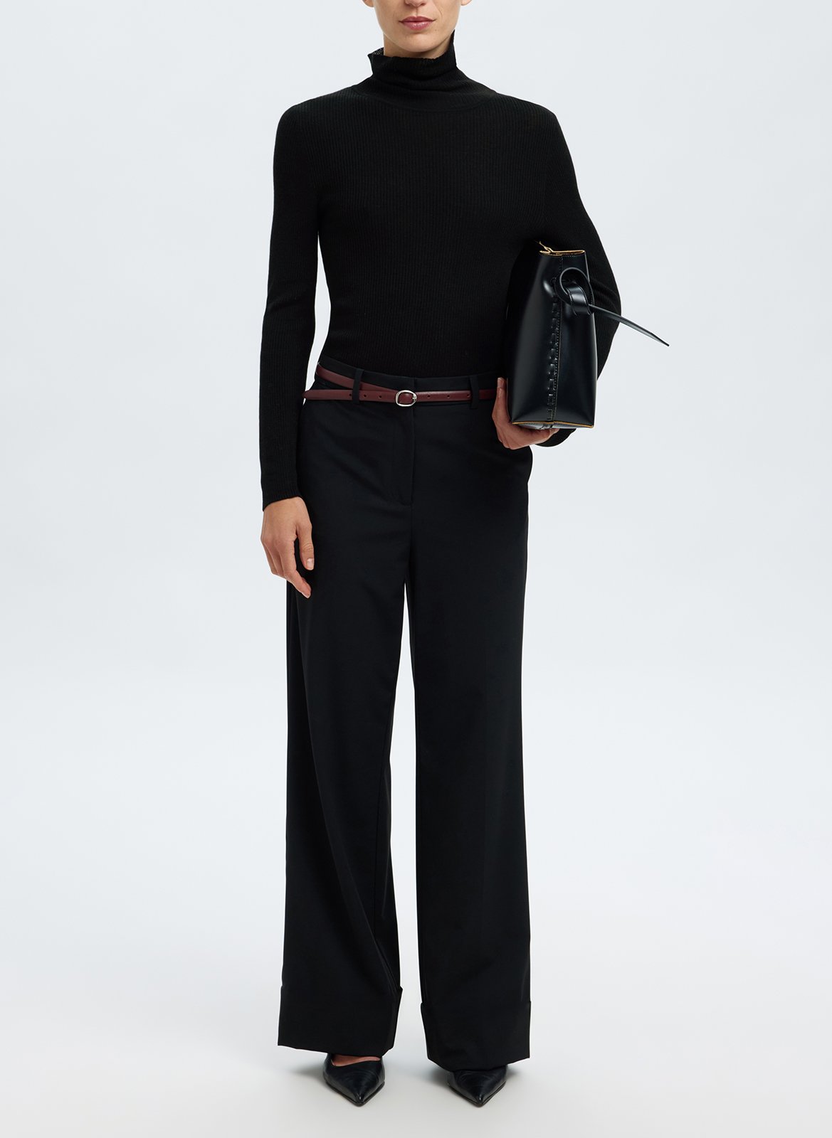 Sous-pull ajusté col roulé en maille SELECTED Noir