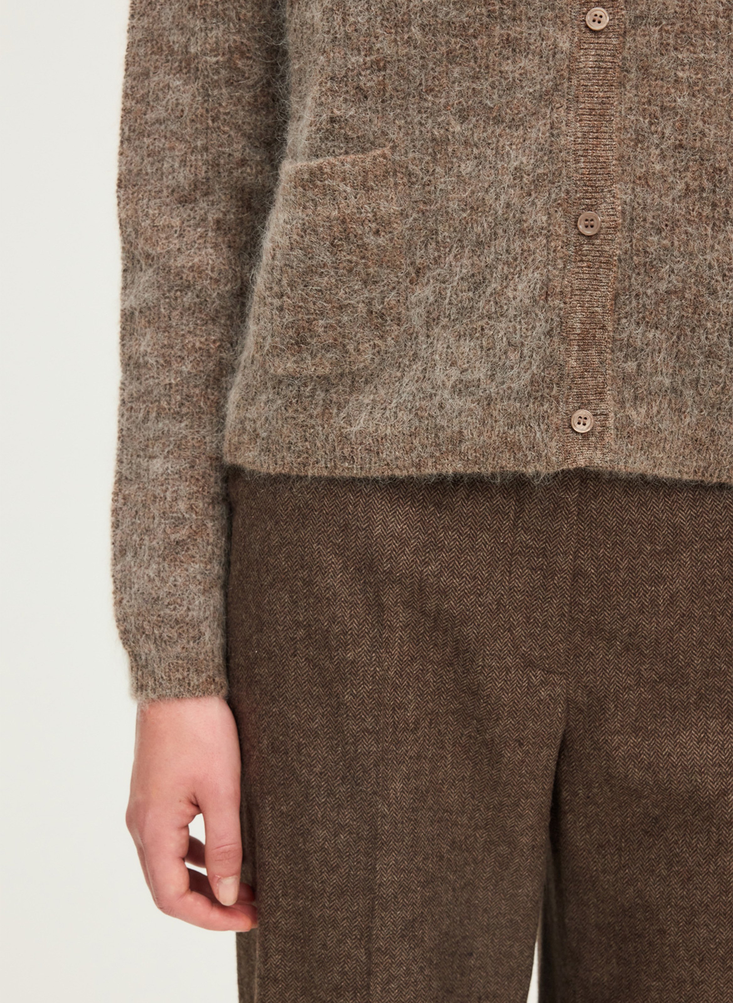 Gilet droit en maille PABLO Marron