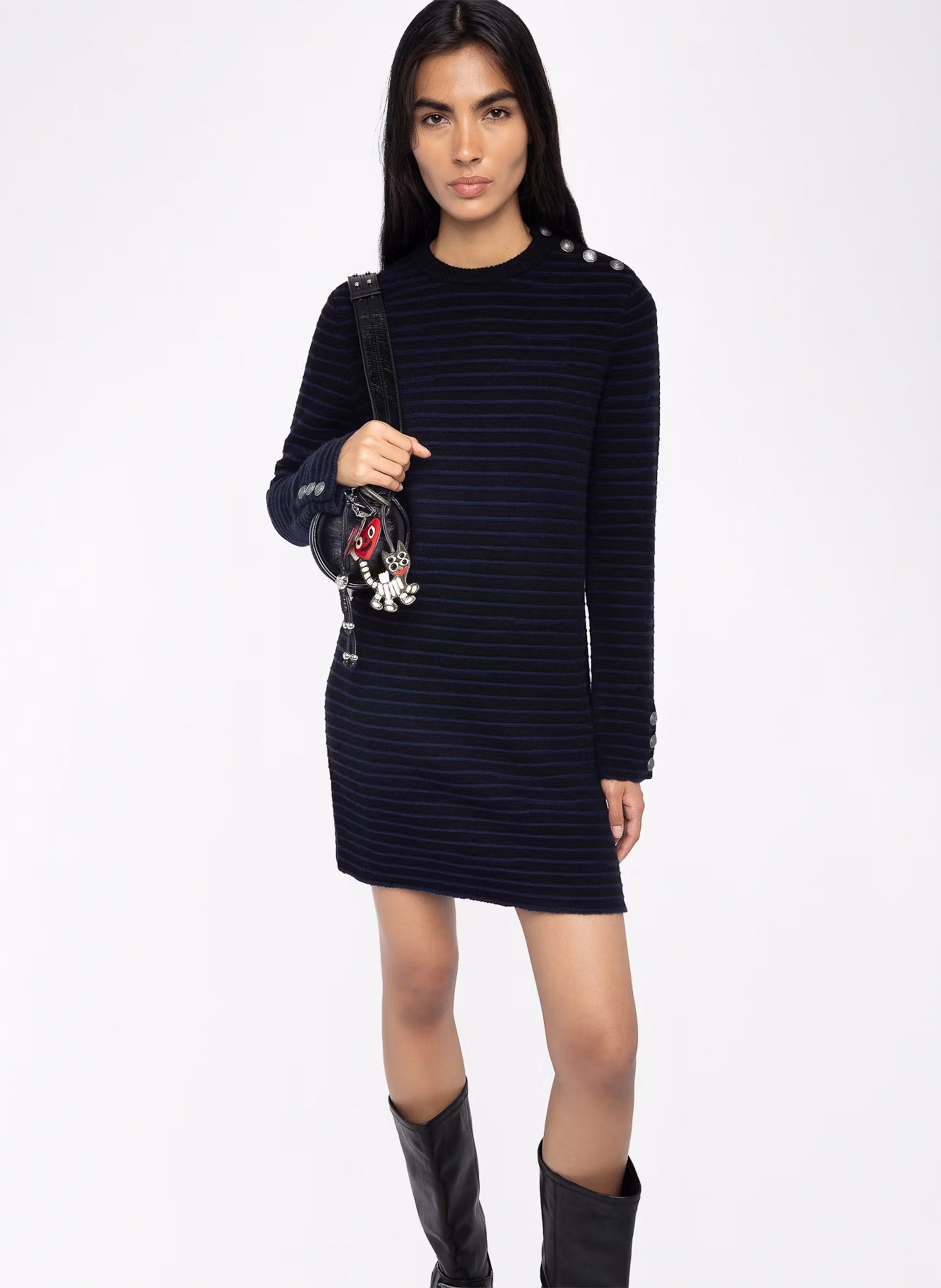 Robe courte col rond en laine mélangée ZADIG&VOLTAIRE Noir