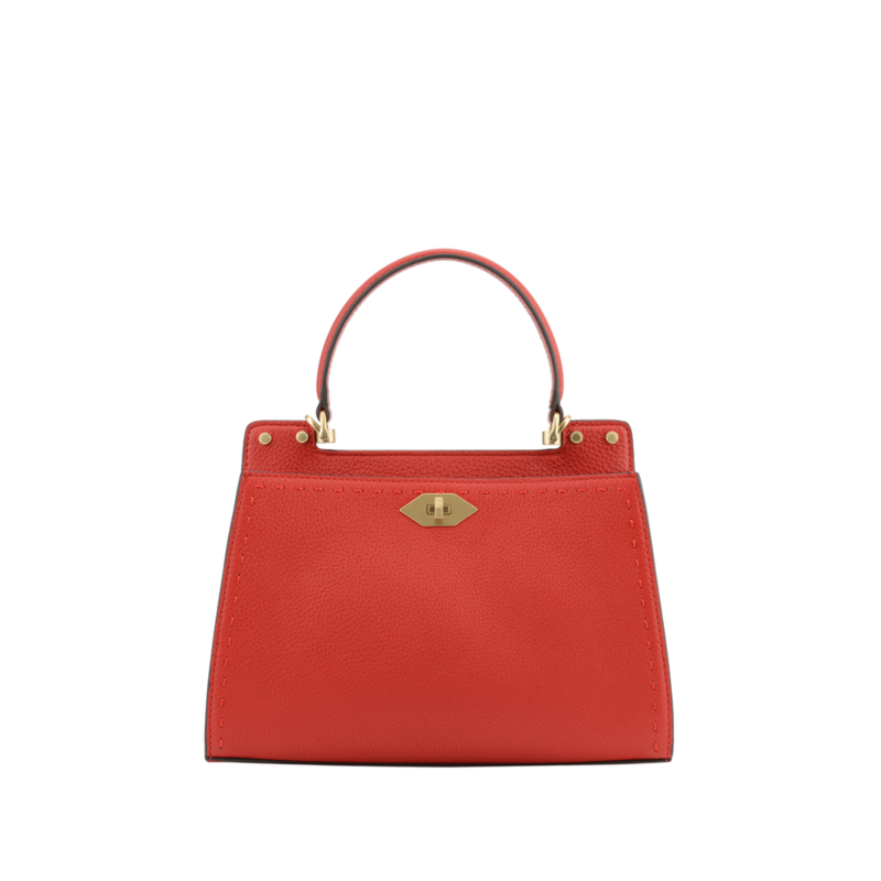 Handbag - cowhide leather POURCHET Red