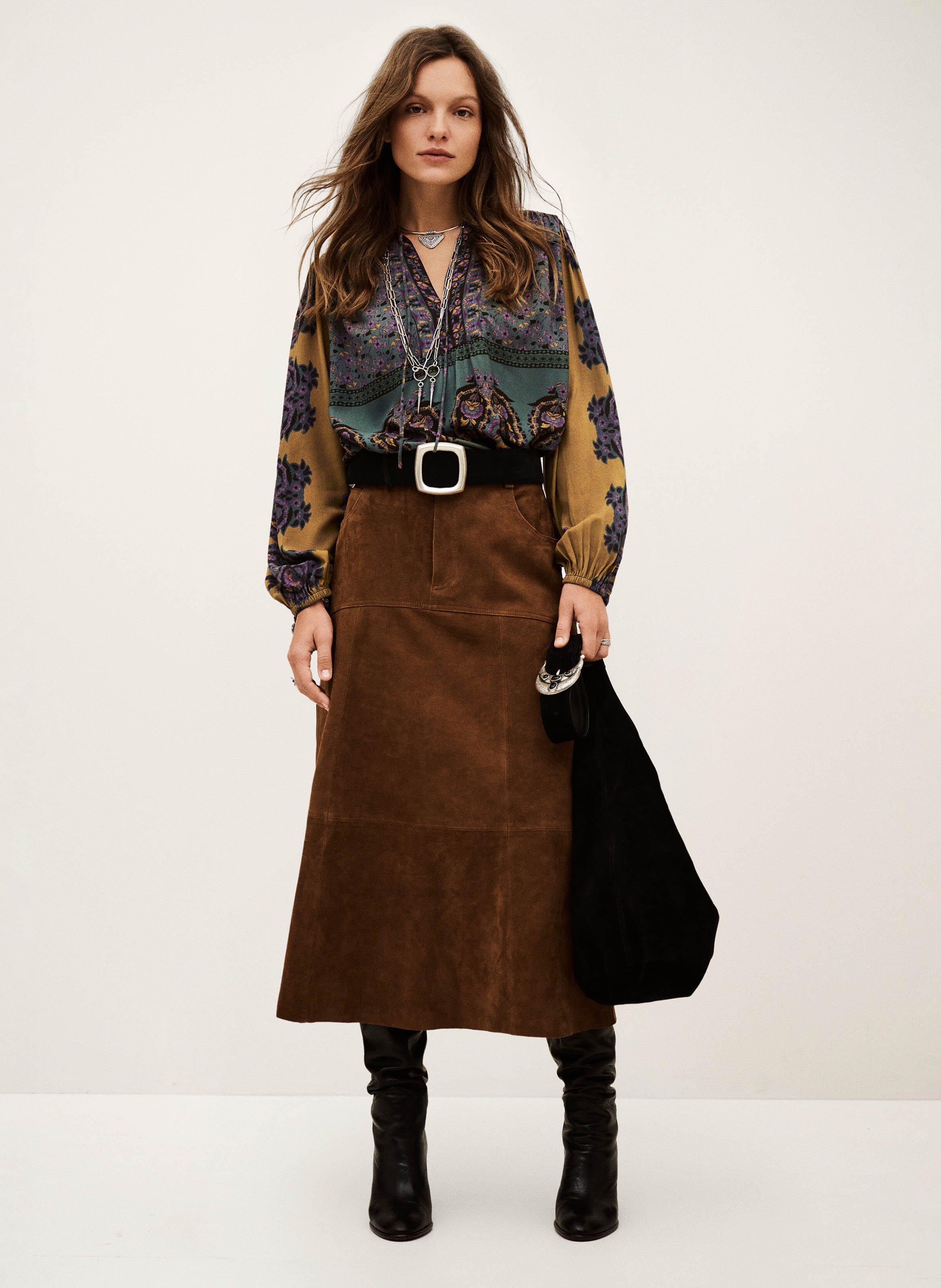 Blouse col v imprimée BA&SH Marron