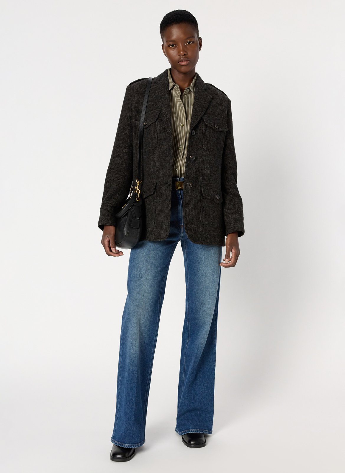 Fitted wool-blend suit collar jacket GERARD DAREL Grey