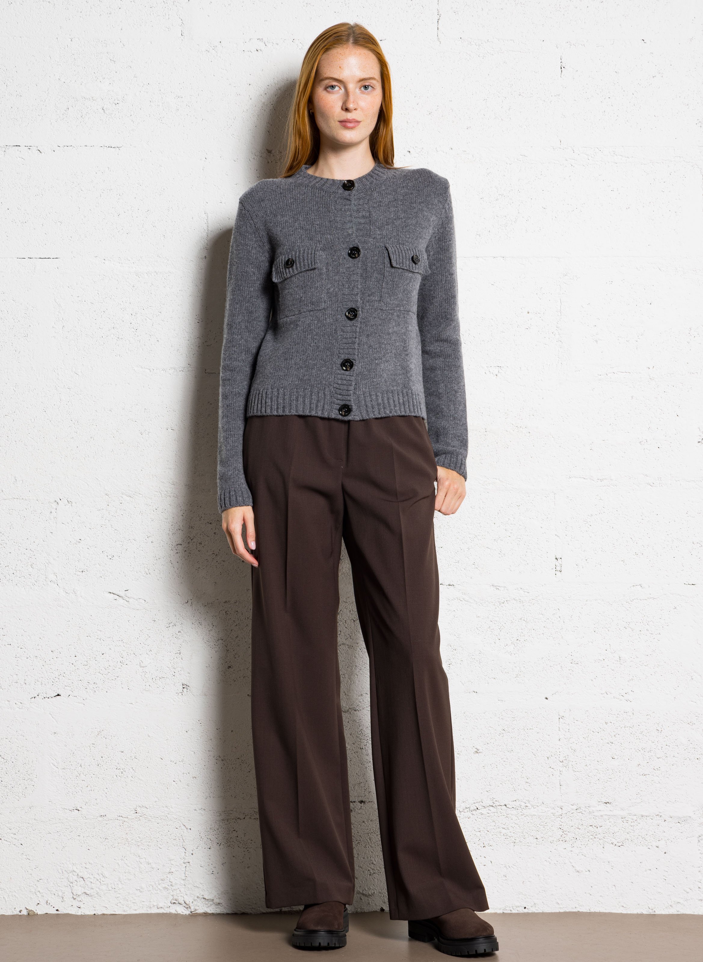 Straight round-neck wool cardigan MAX MARA WEEK END Black