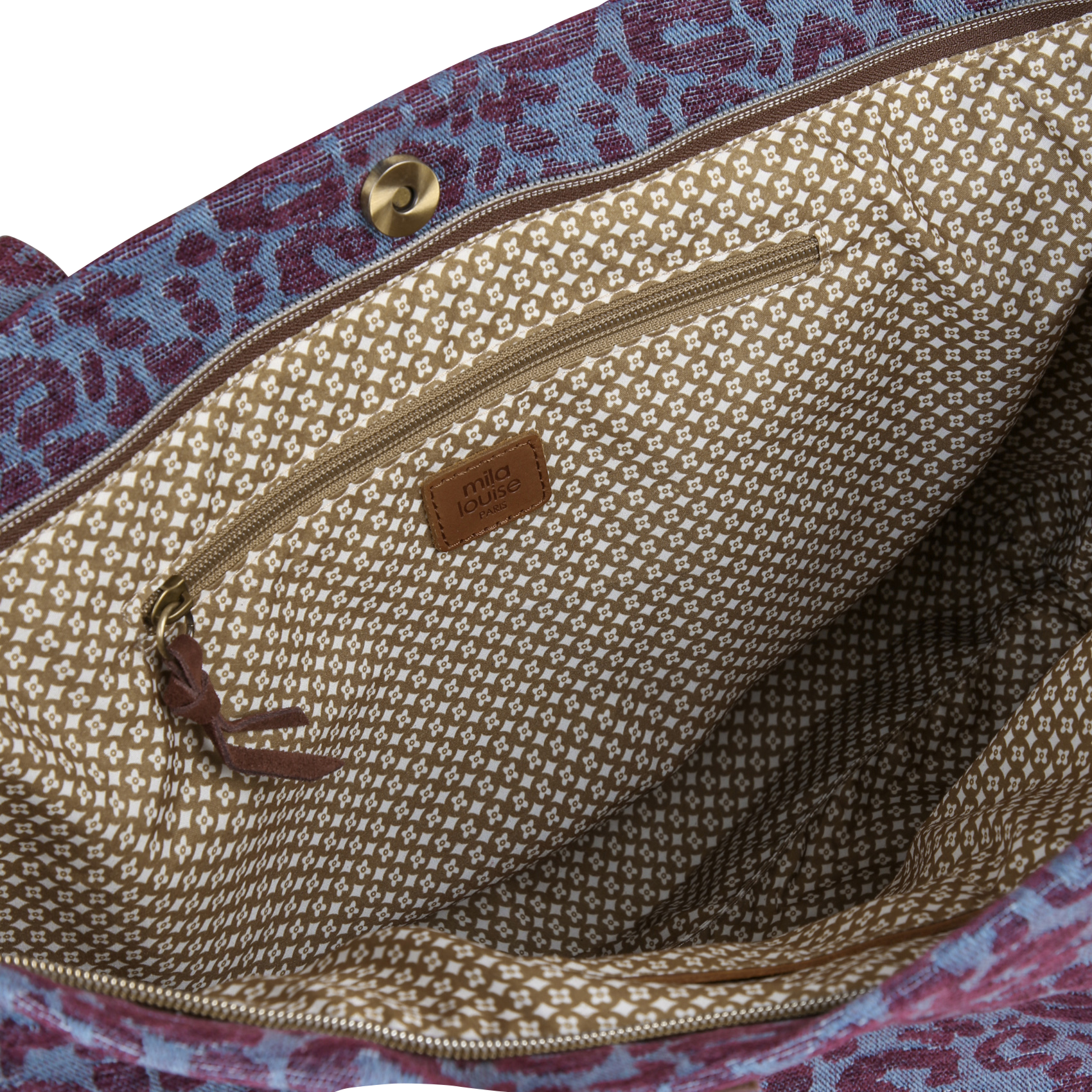 Shopper van bedrukte jacquard MILA LOUISE Bruin