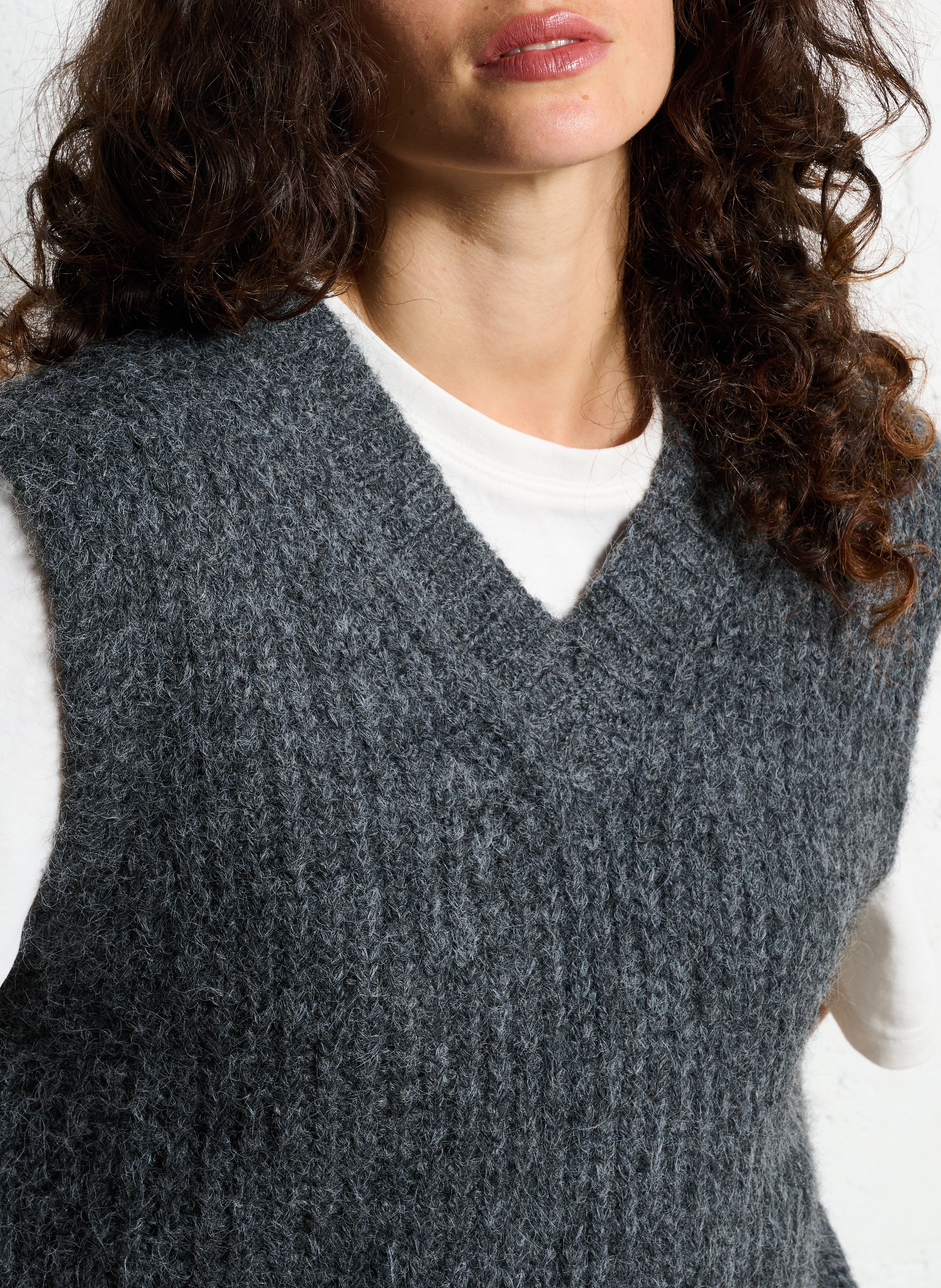 Pull col V sans manche SEE U SOON Argent