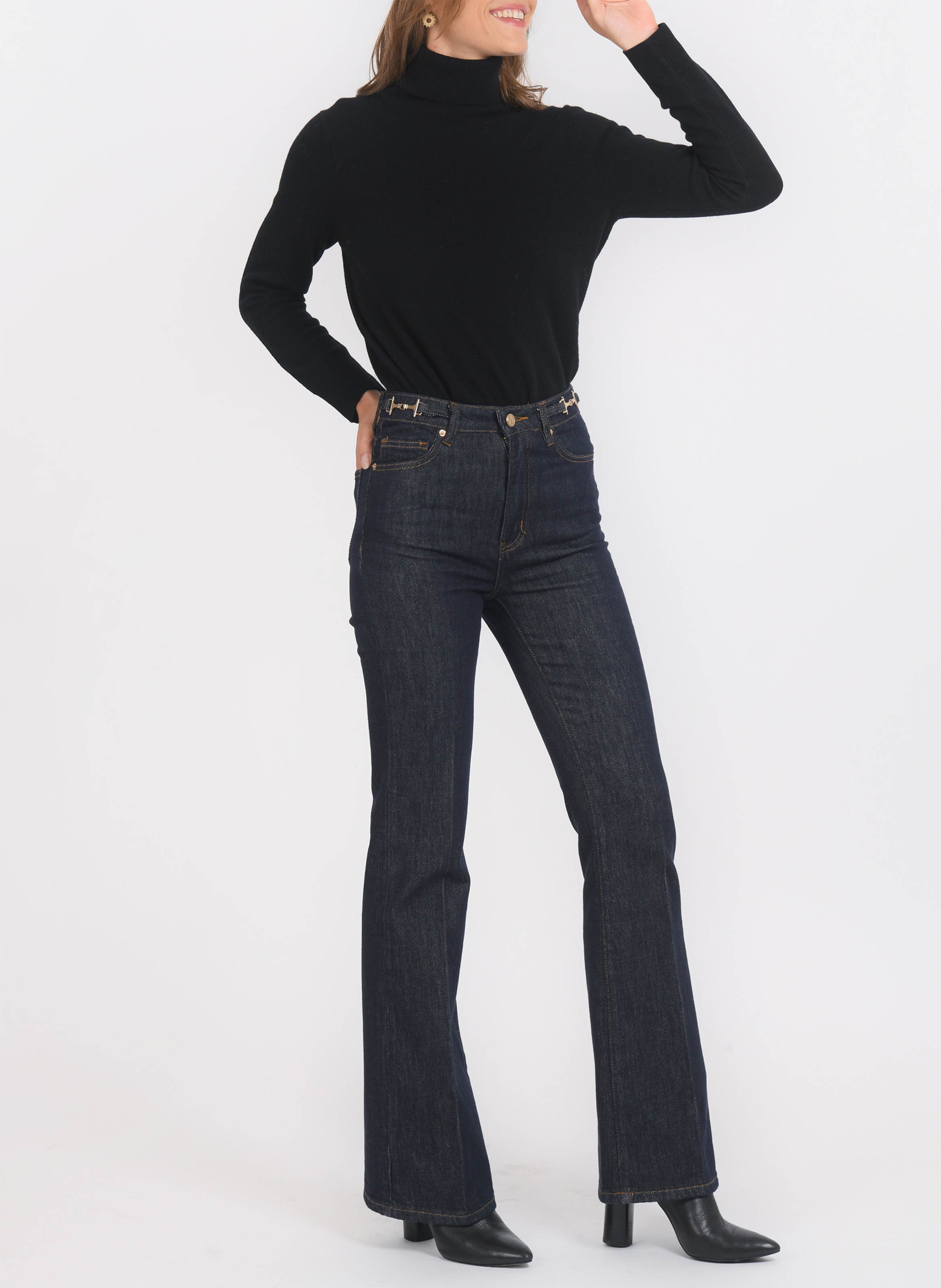 Pull col roulé uni en laine et cachemire KOOKAI Noir