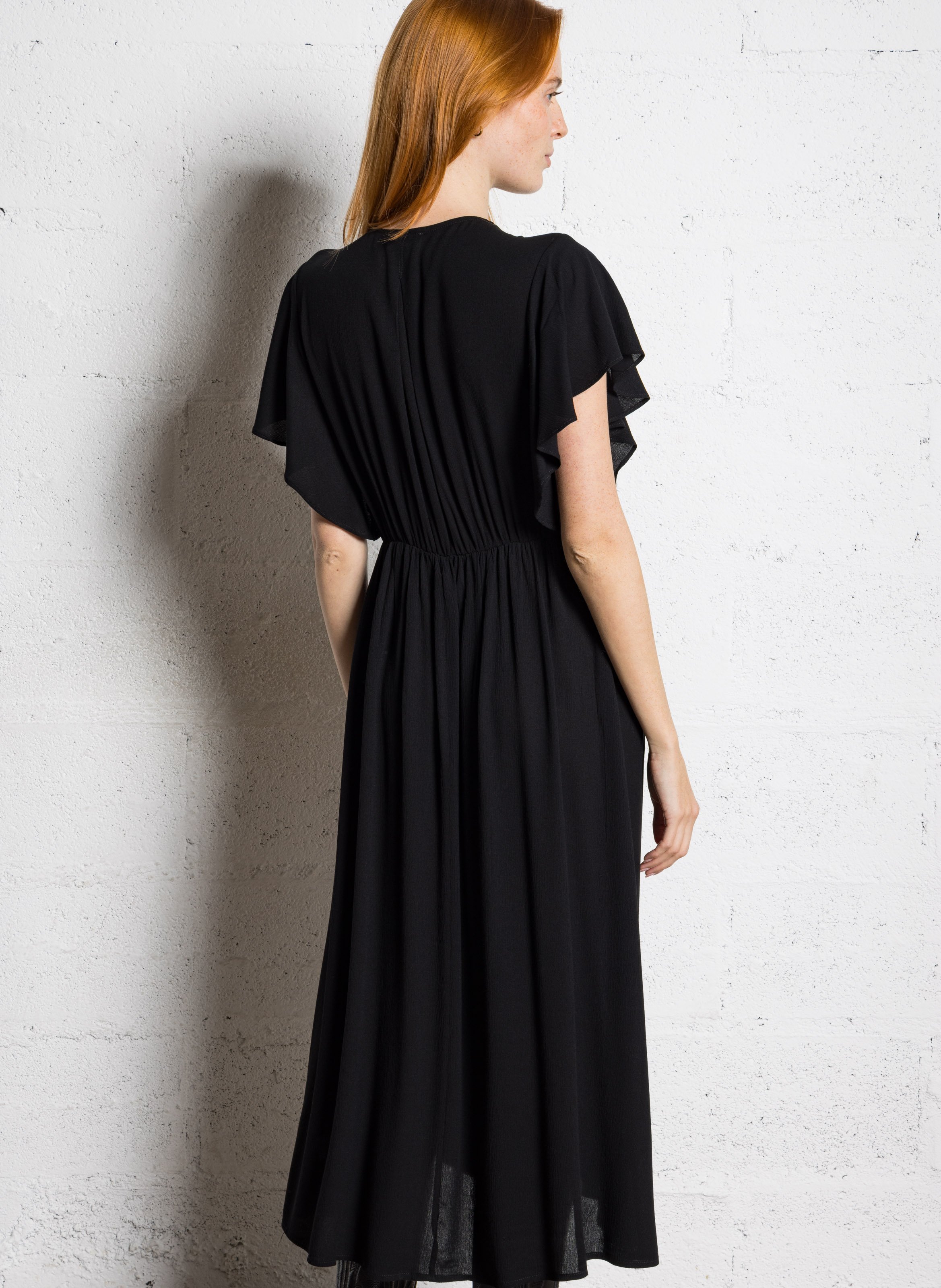 Langes Kleid mit V-Ausschnitt THE KORNER Schwarz