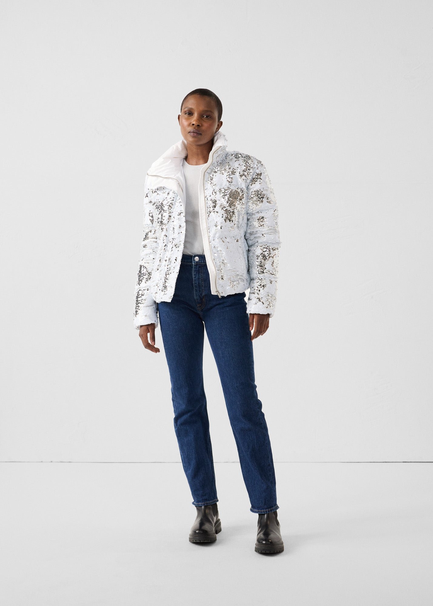 White/Silver Sequin Jacket Isadora JOTT White
