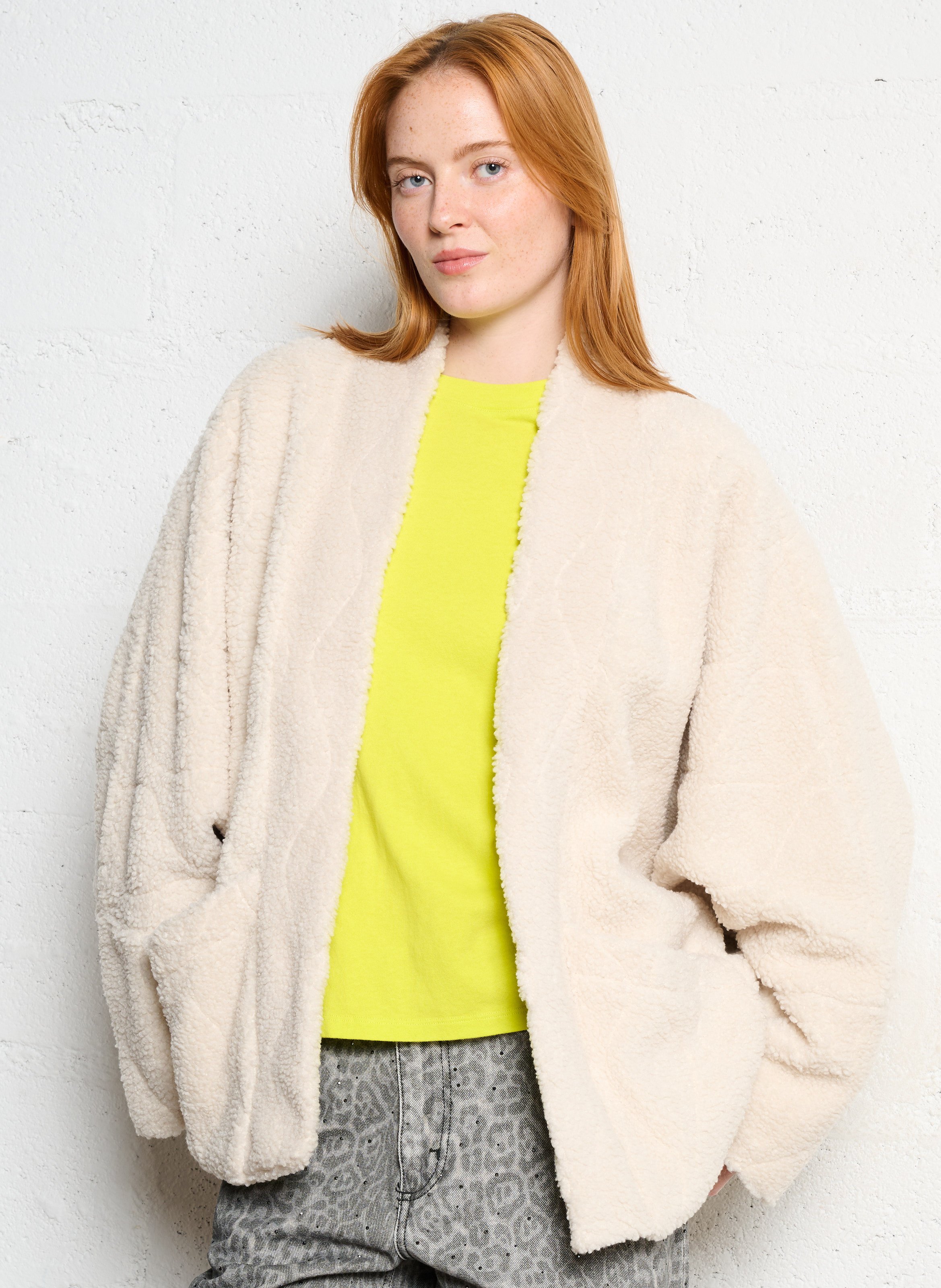 Jacke mit Schalkragen und Kunstfell-Effekt AOKYANOS Beige