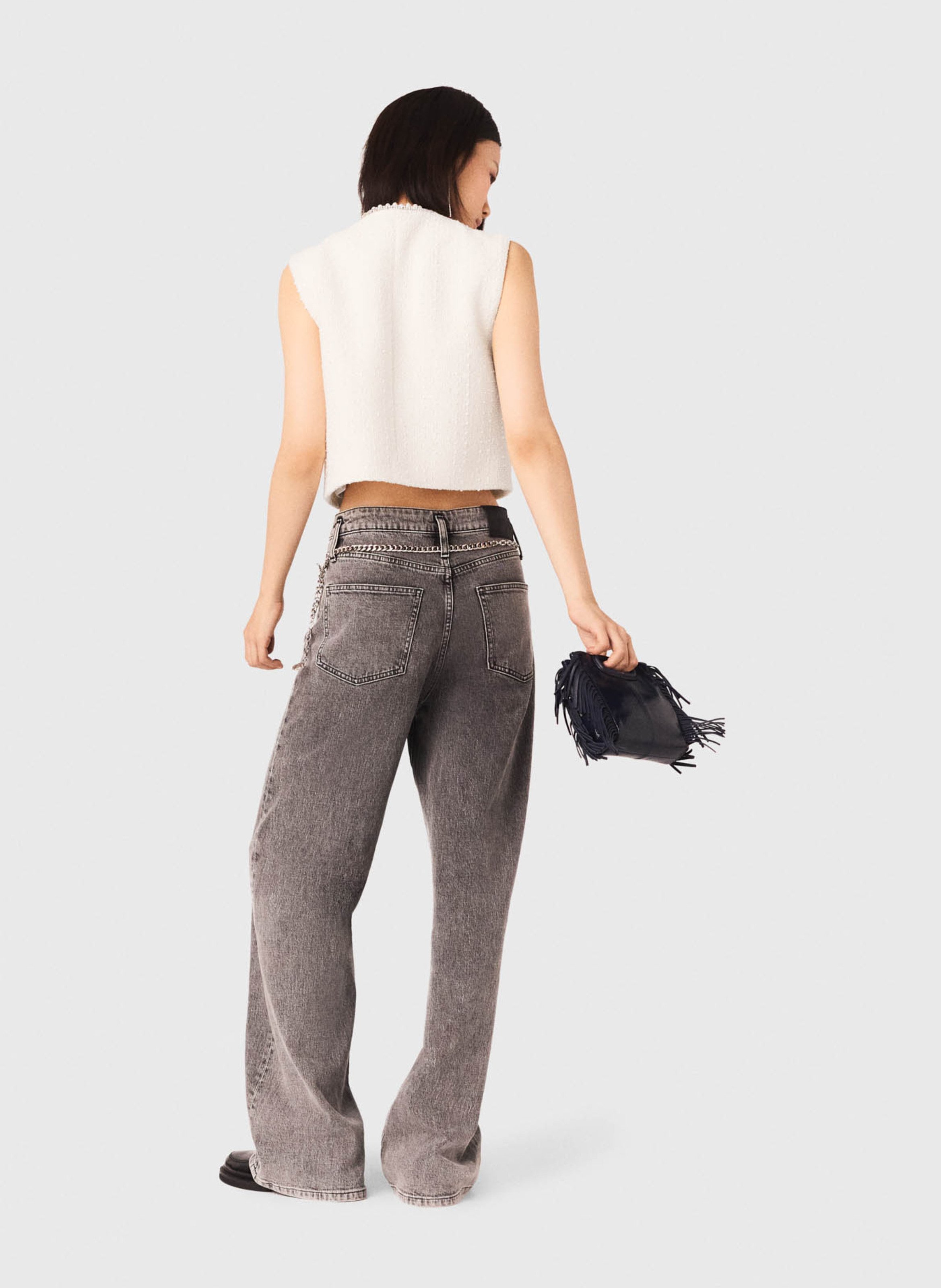 Round-neck cotton-blend cardigan MAJE Beige