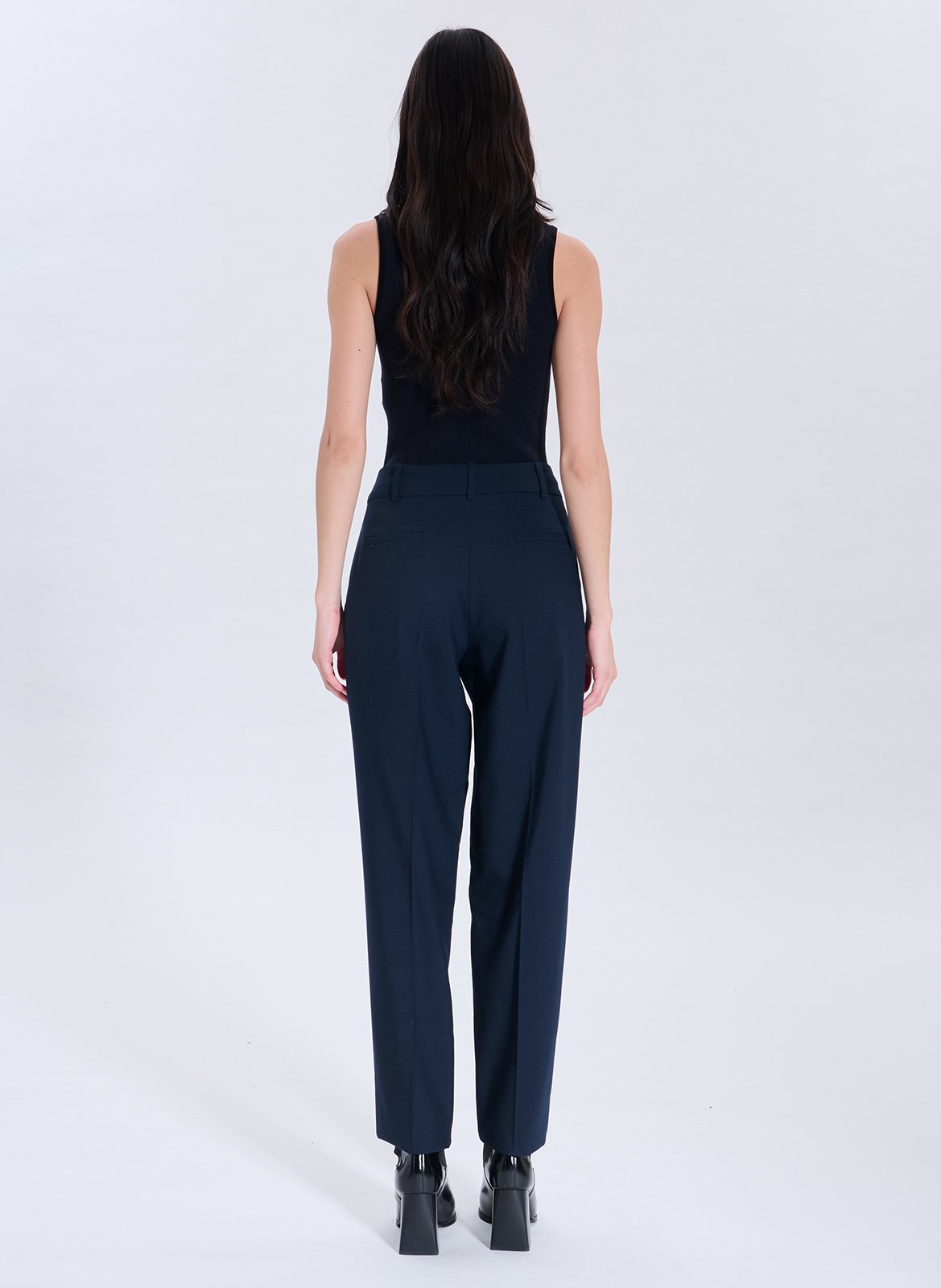 High-waisted straight-leg tailored trousers ZAPA Blue